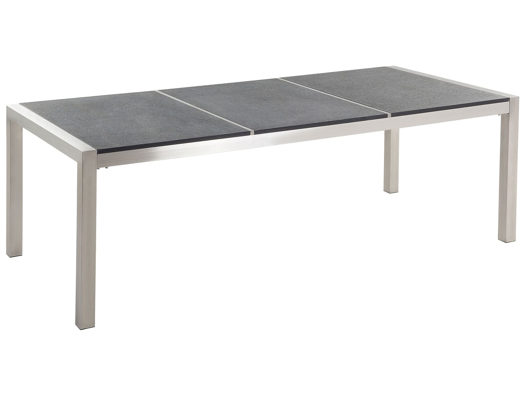 Garden Dining Set 8 Seater GROSSETO Triple Plate Granite Flamed Black/ Grey