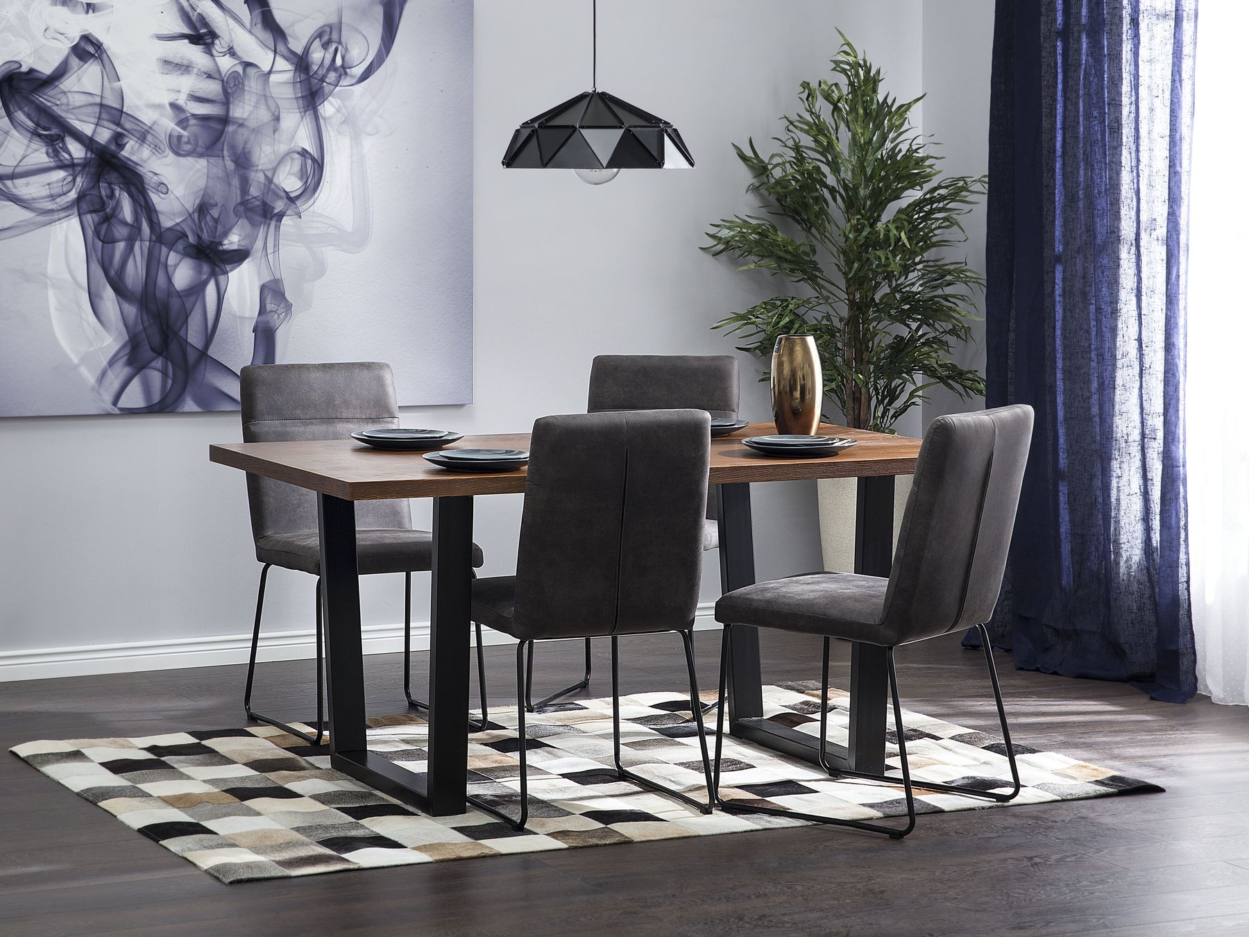 Dining Table AUSTIN Dark Walnut 160 cm 90 cm