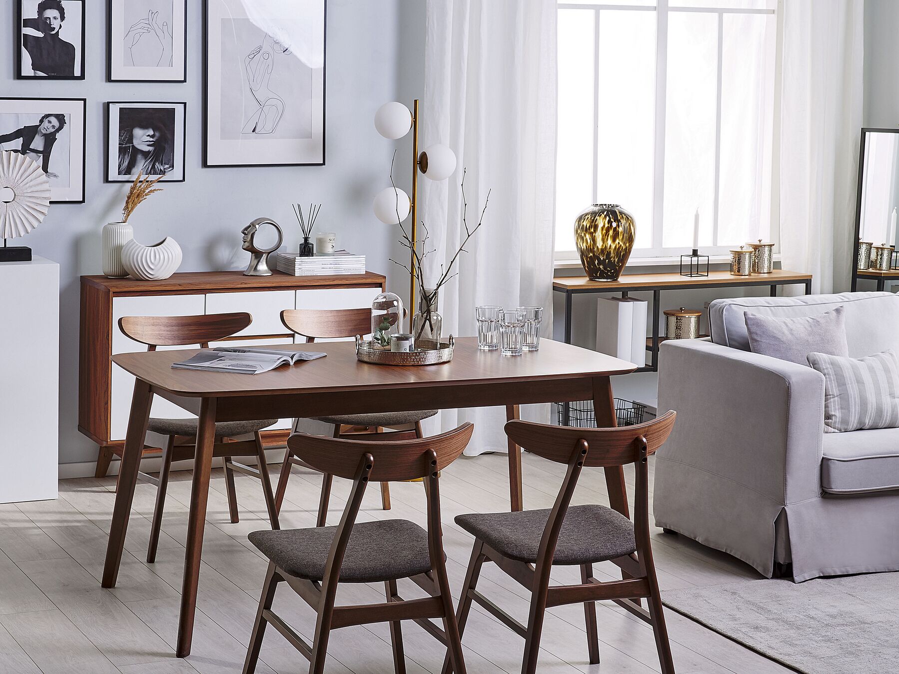 Extending Dining Table MADOX Dark Walnut 120/150 cm 75 cm