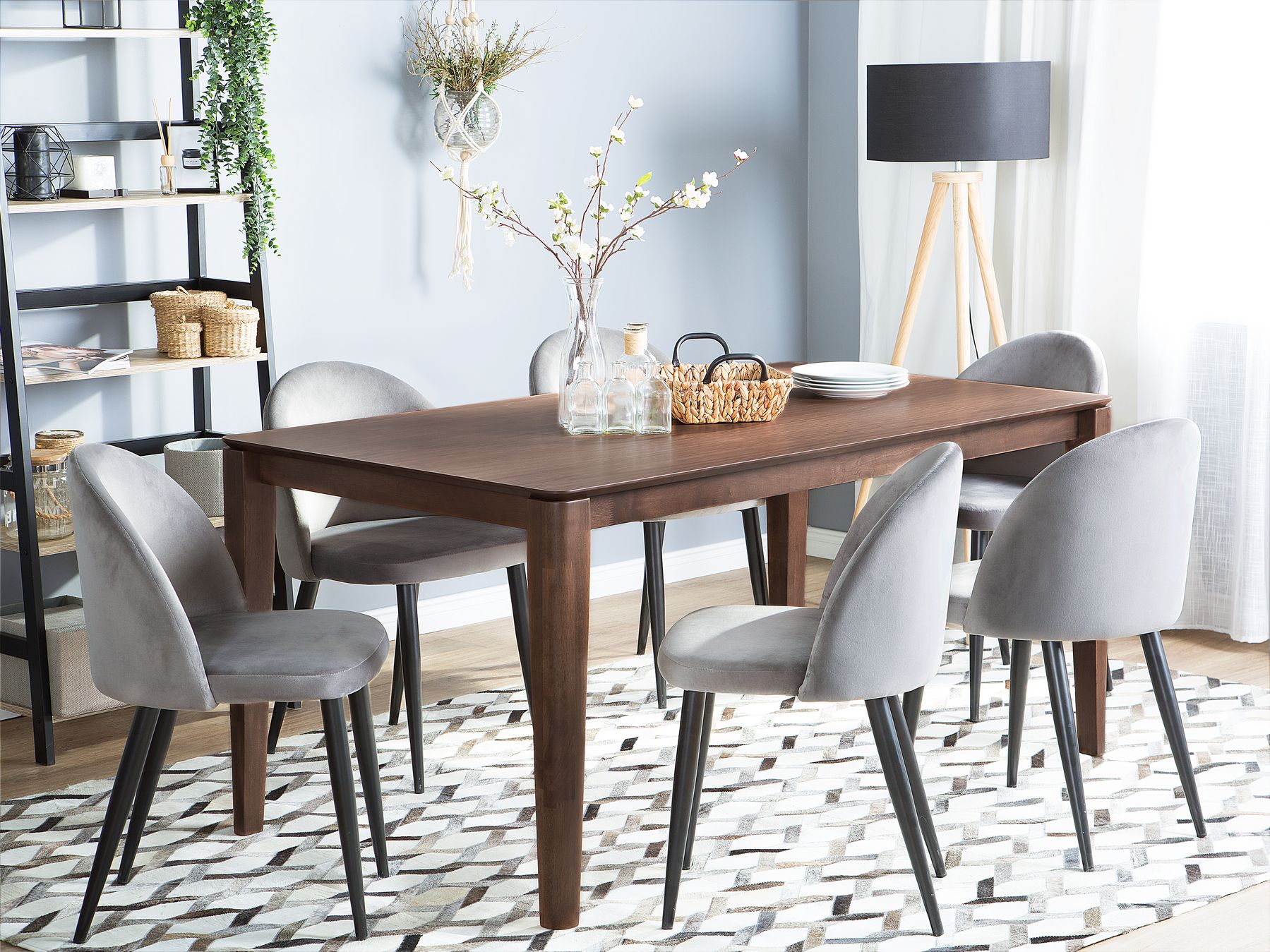 Dining Table LOTTIE Dark Walnut 160 cm 90 cm