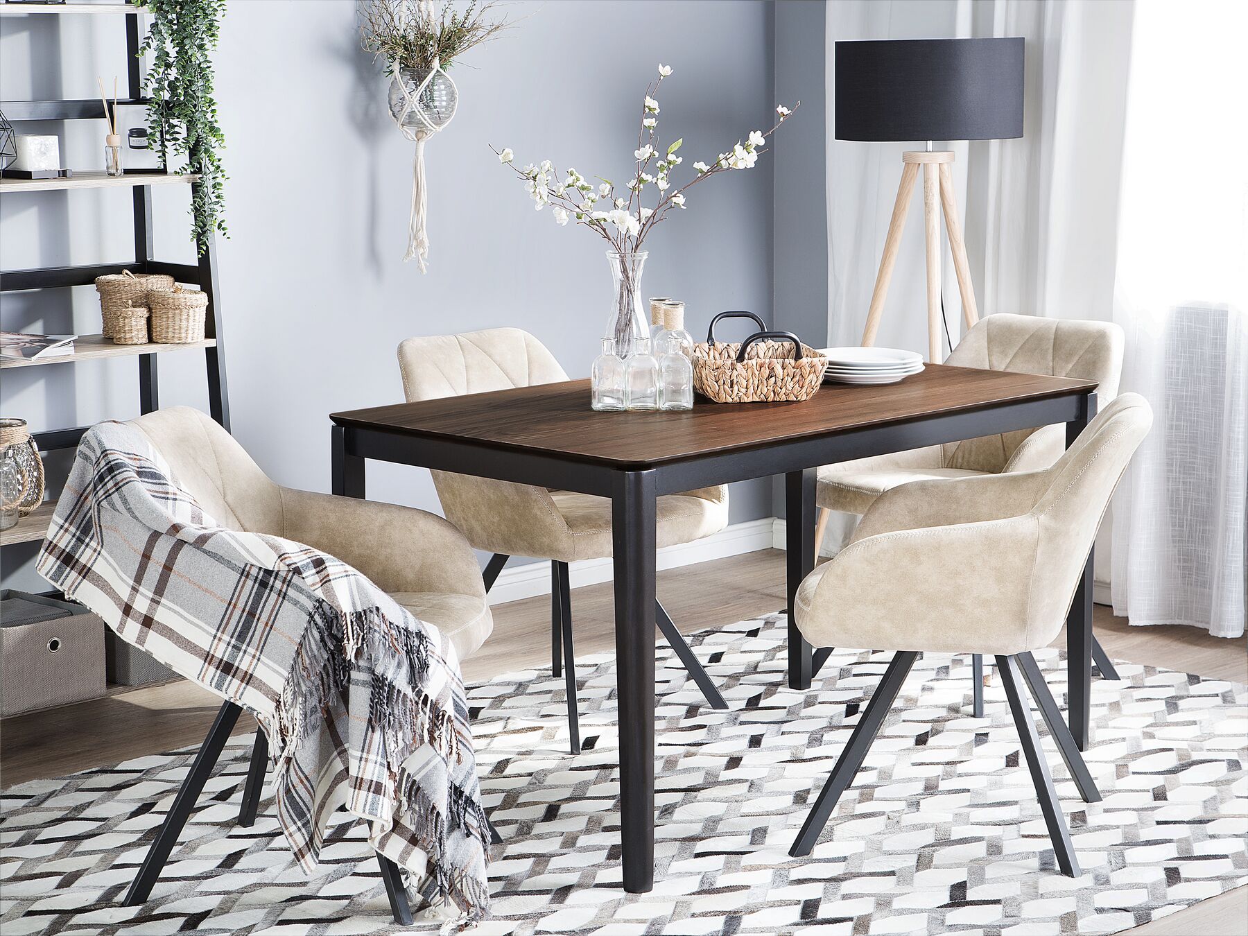 Dining Table CEDAR Dark Walnut 135 cm 80 cm