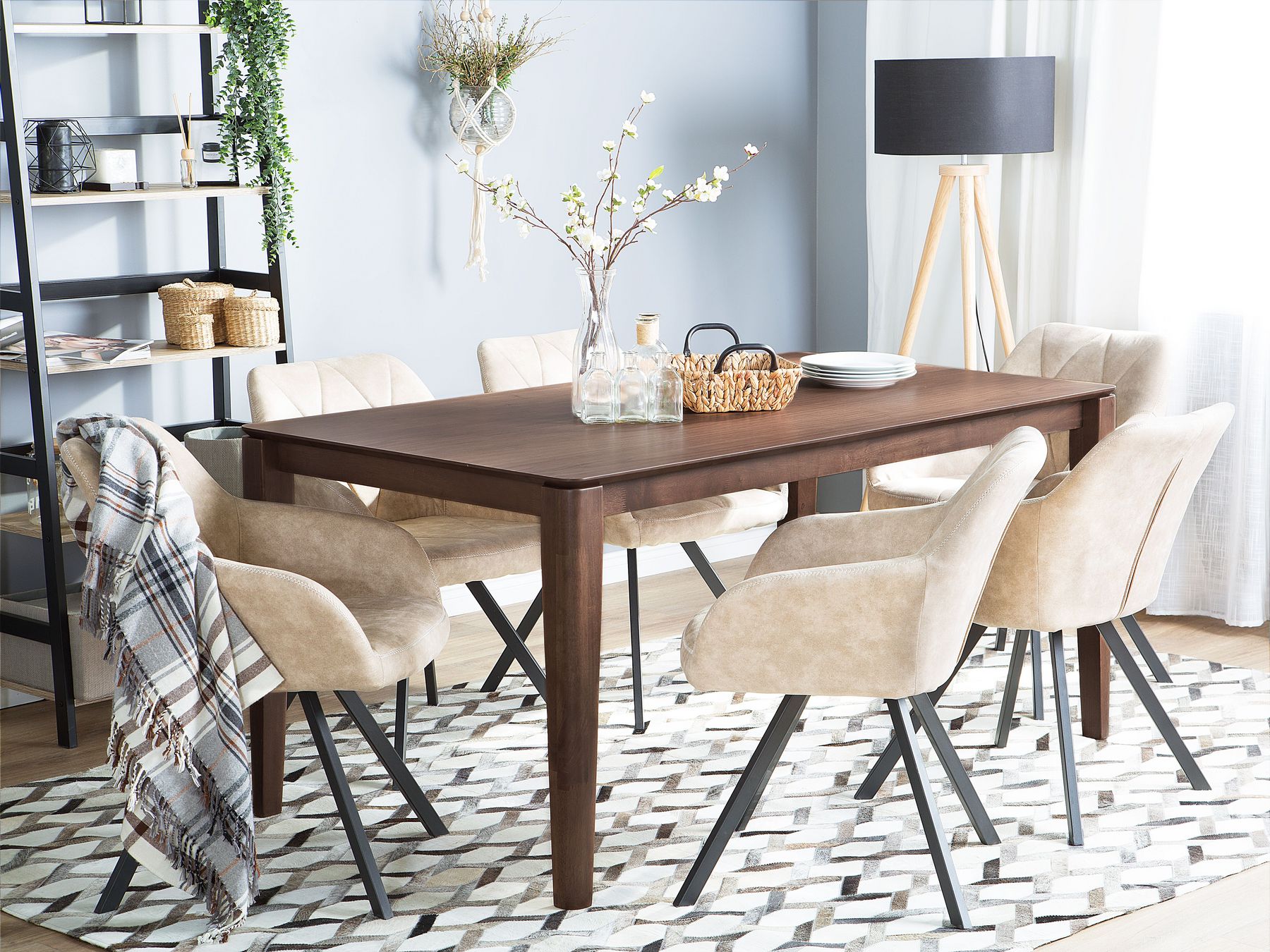 Dining Table LOTTIE Dark Walnut 160 cm 90 cm