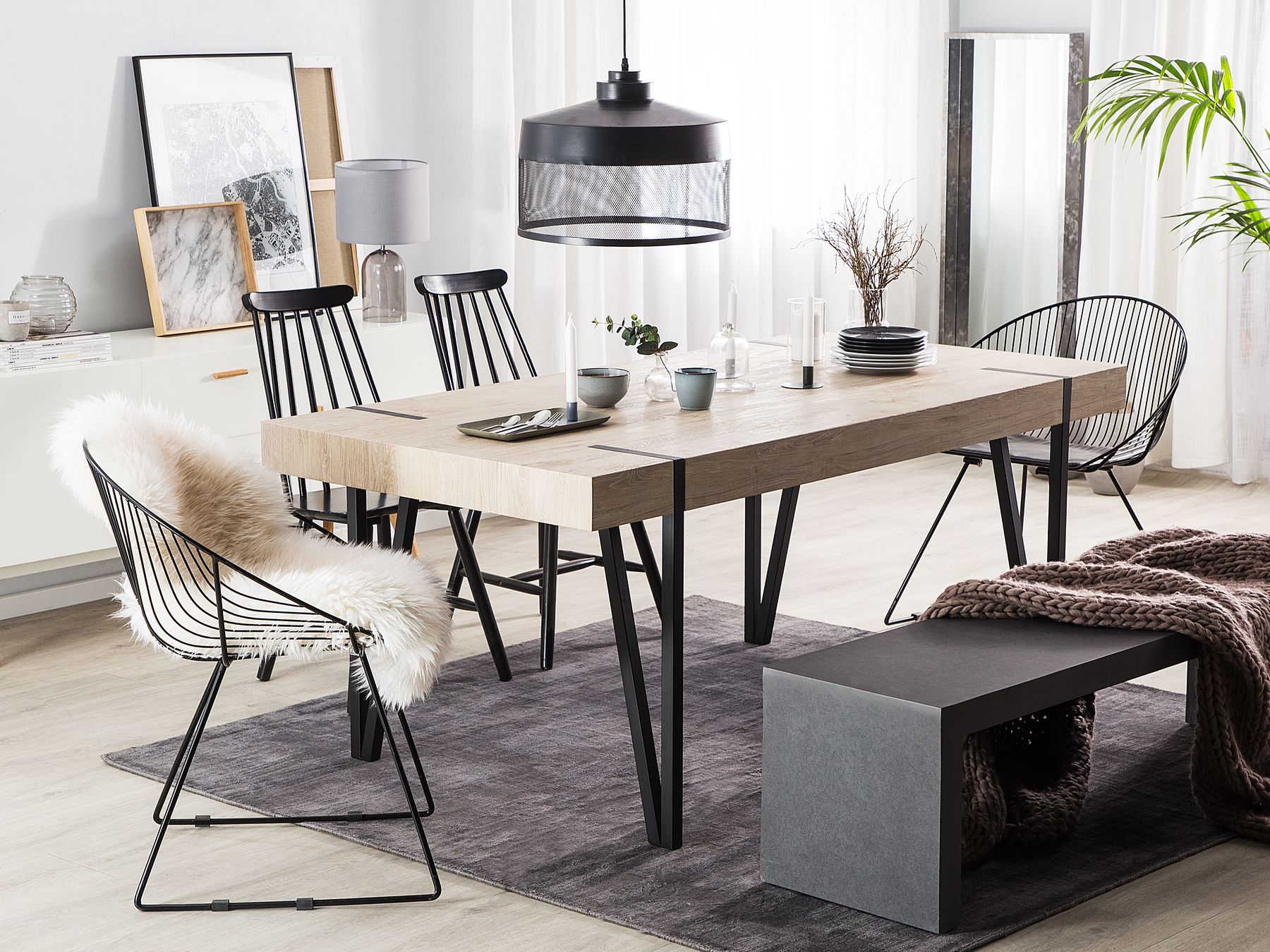 Dining Table ADENA Light Brown 180 cm 90 cm
