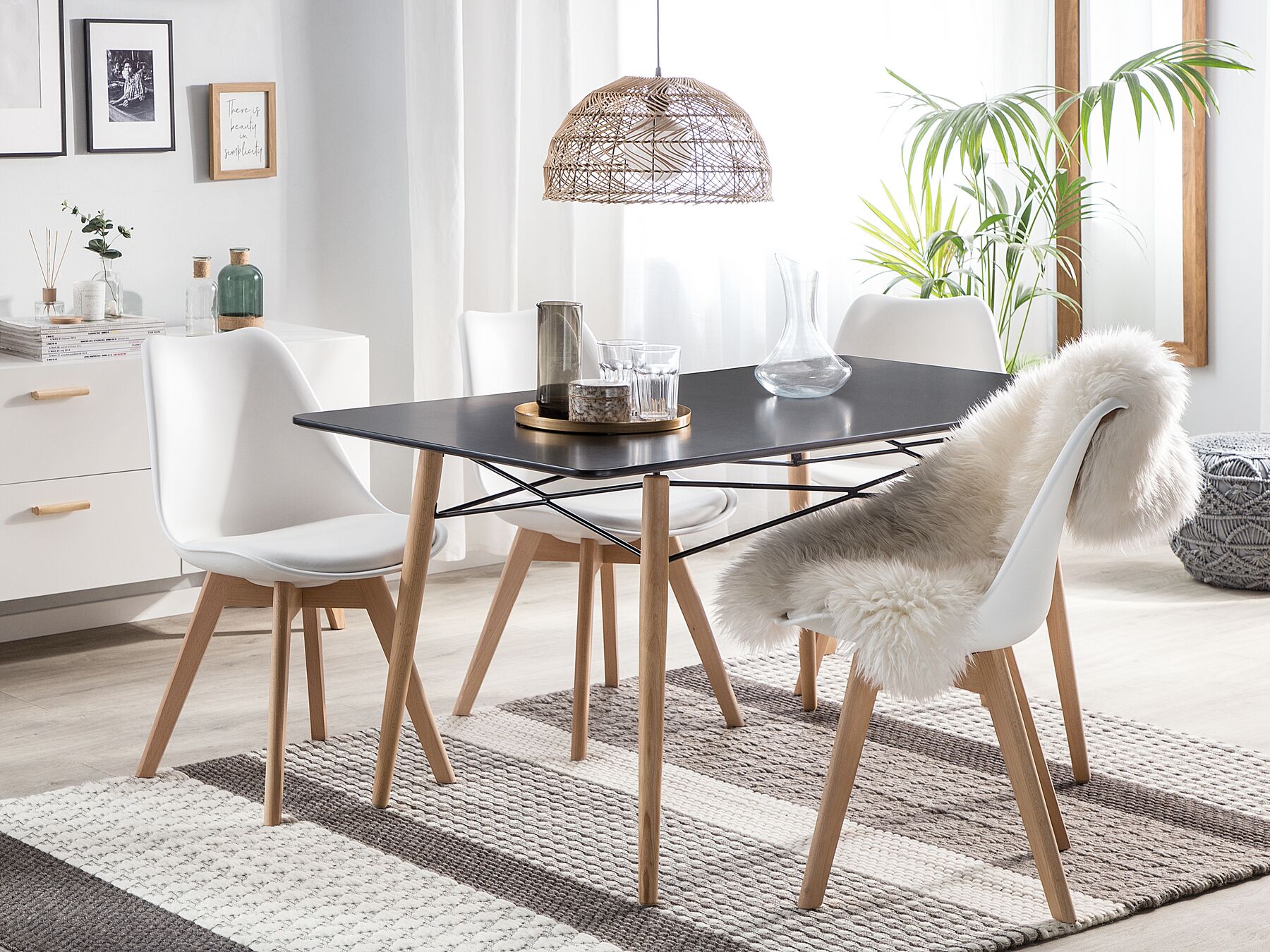 Dining Table BIONDI Black 140 cm 80 cm