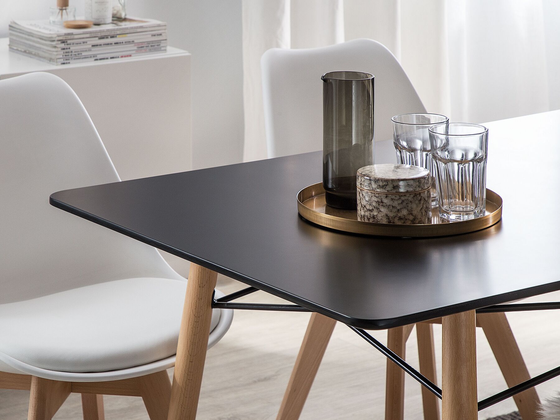 Dining Table BIONDI Black 140 cm 80 cm