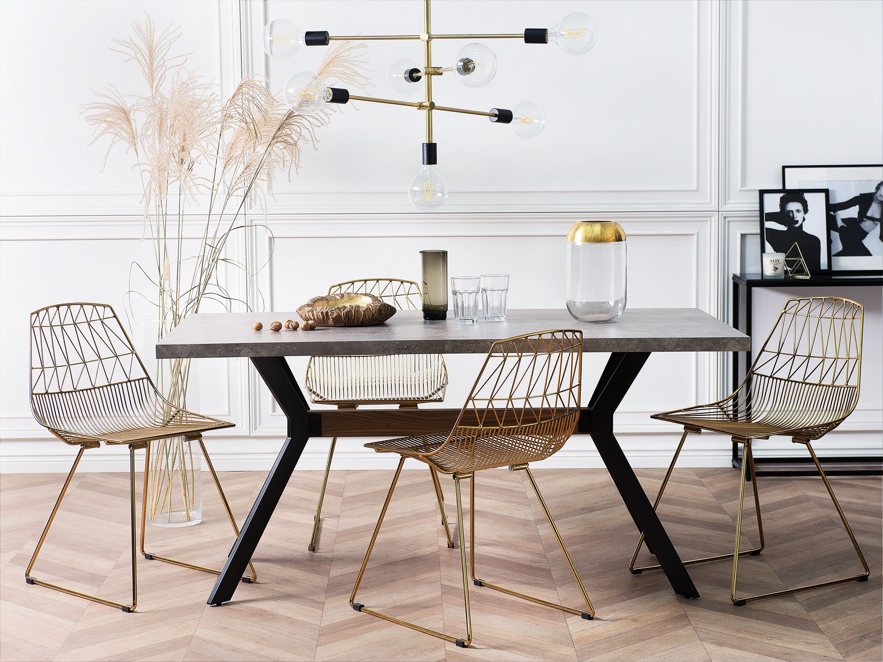 Dining Table BENSON Grey Concrete Effect 160 cm 90 cm