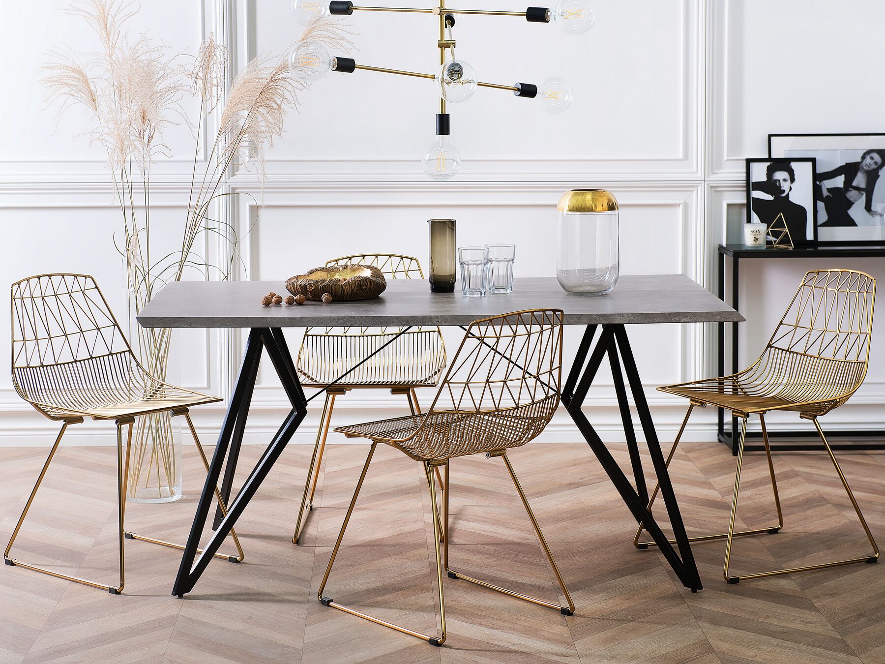 Dining Table BUSCOT Grey Concrete Effect 160 cm 90 cm