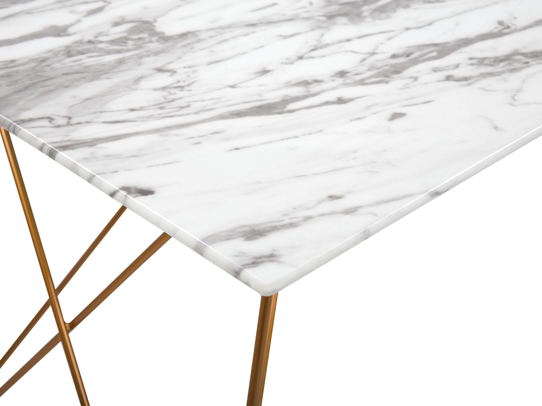 Dining Table KENTON White Marble 140 cm 80 cm Tempered Glass