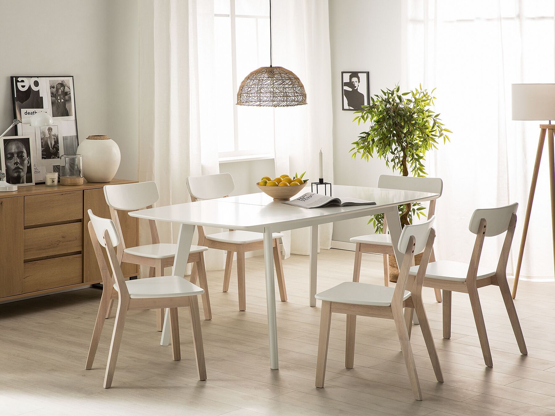 Extending Dining Table SANFORD White 150/195 cm 90 cm