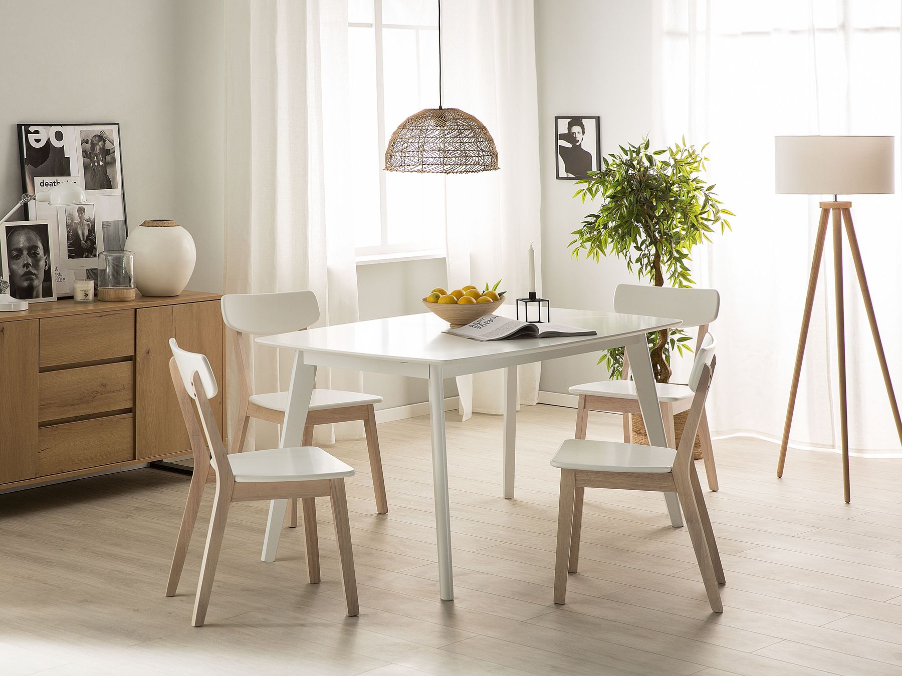 Extending Dining Table SANFORD White 150/195 cm 90 cm