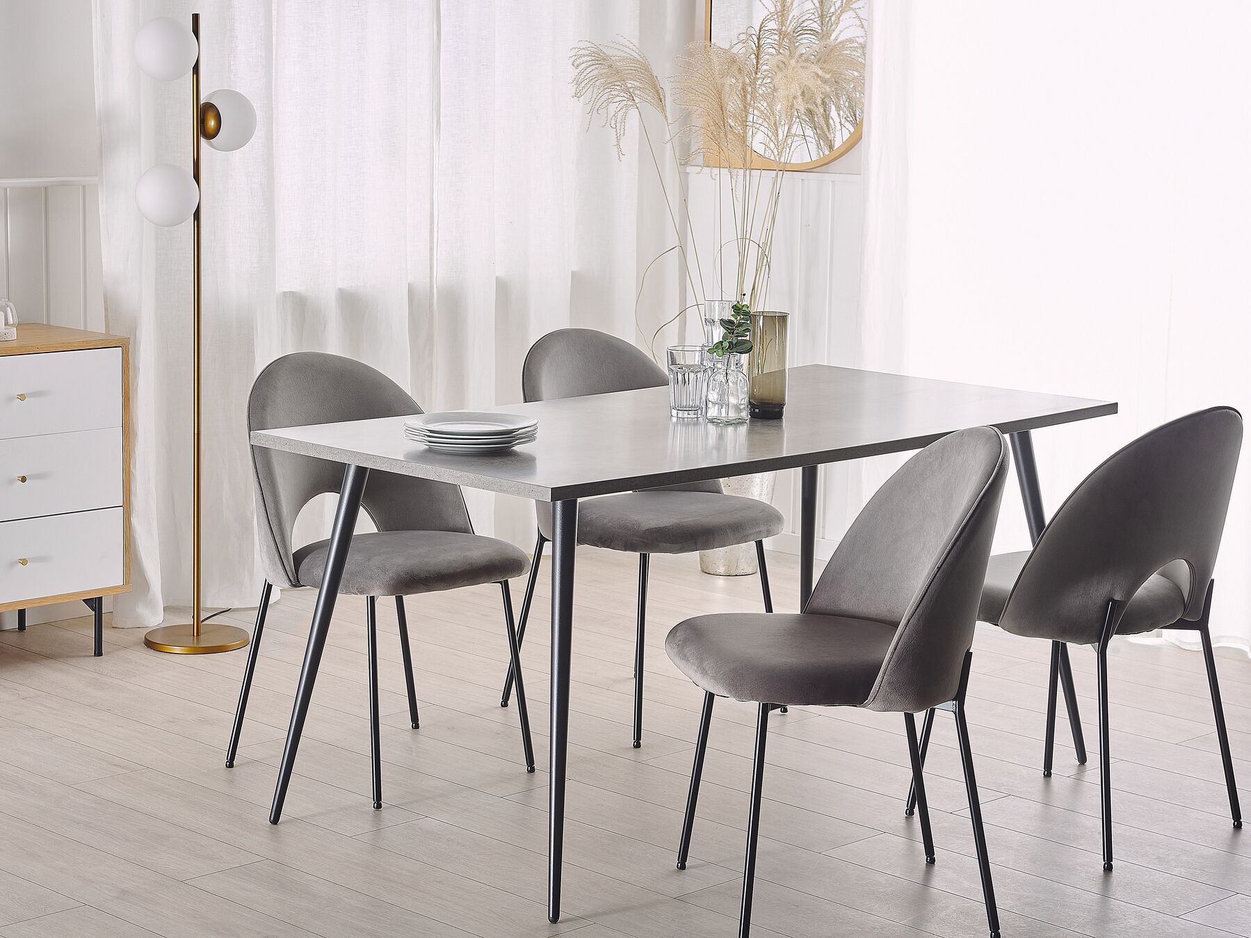 Dining Table SANTIAGO Grey Concrete Effect 160 cm 80 cm