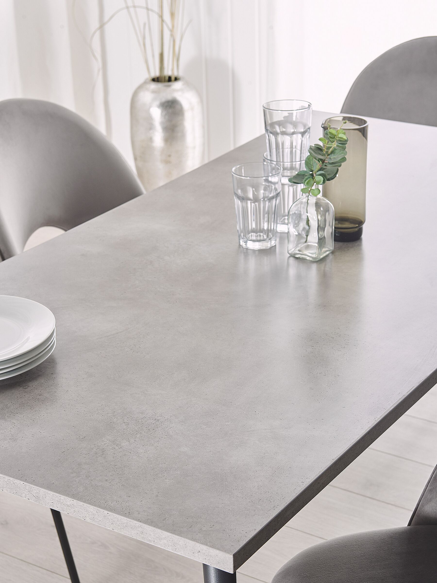 Dining Table SANTIAGO Grey Concrete Effect 160 cm 80 cm