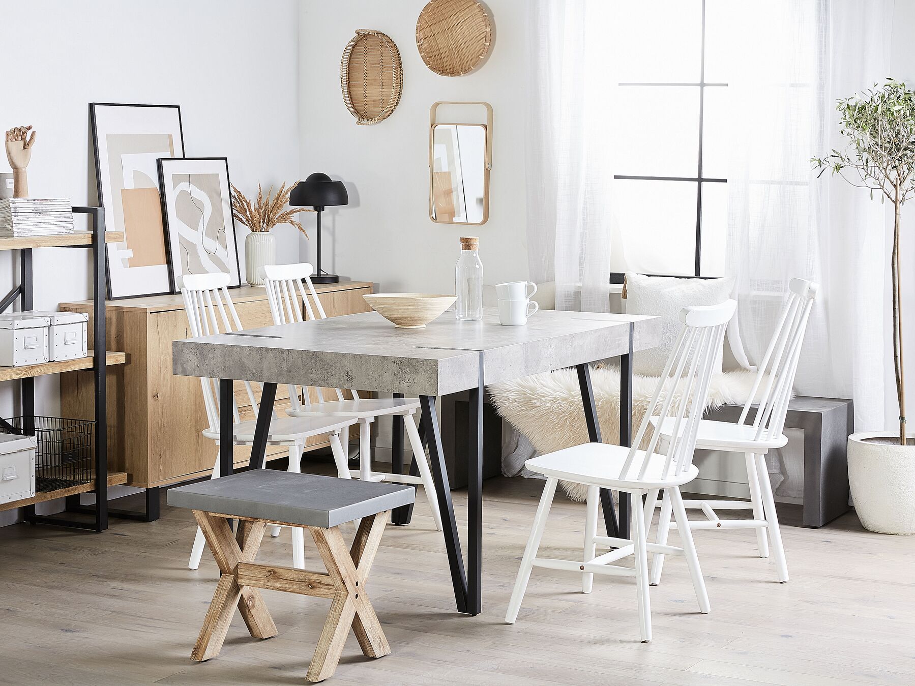 Dining Table ADENA Grey Concrete Effect 150 cm 90 cm