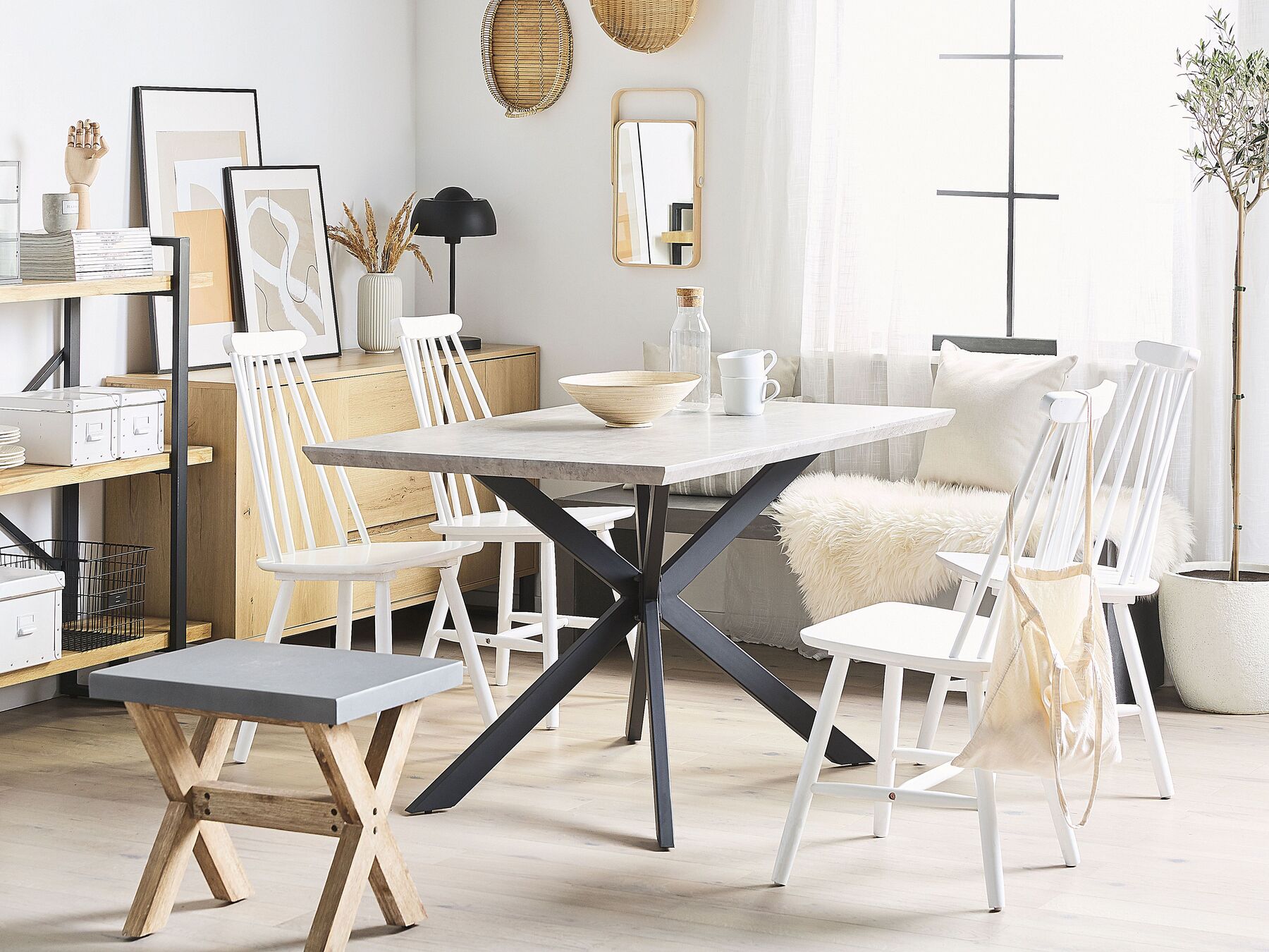 Dining Table SPECTRA Grey Concrete Effect 140 cm 80 cm