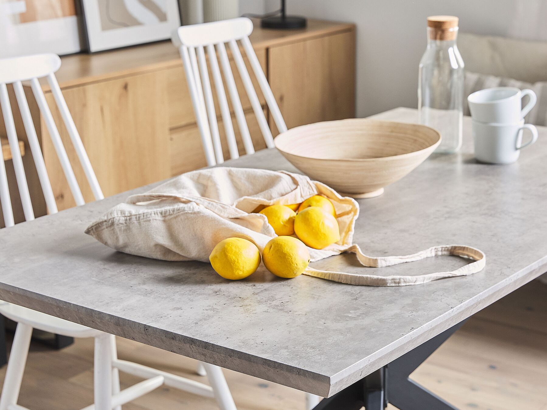 Dining Table SPECTRA Grey Concrete Effect 140 cm 80 cm