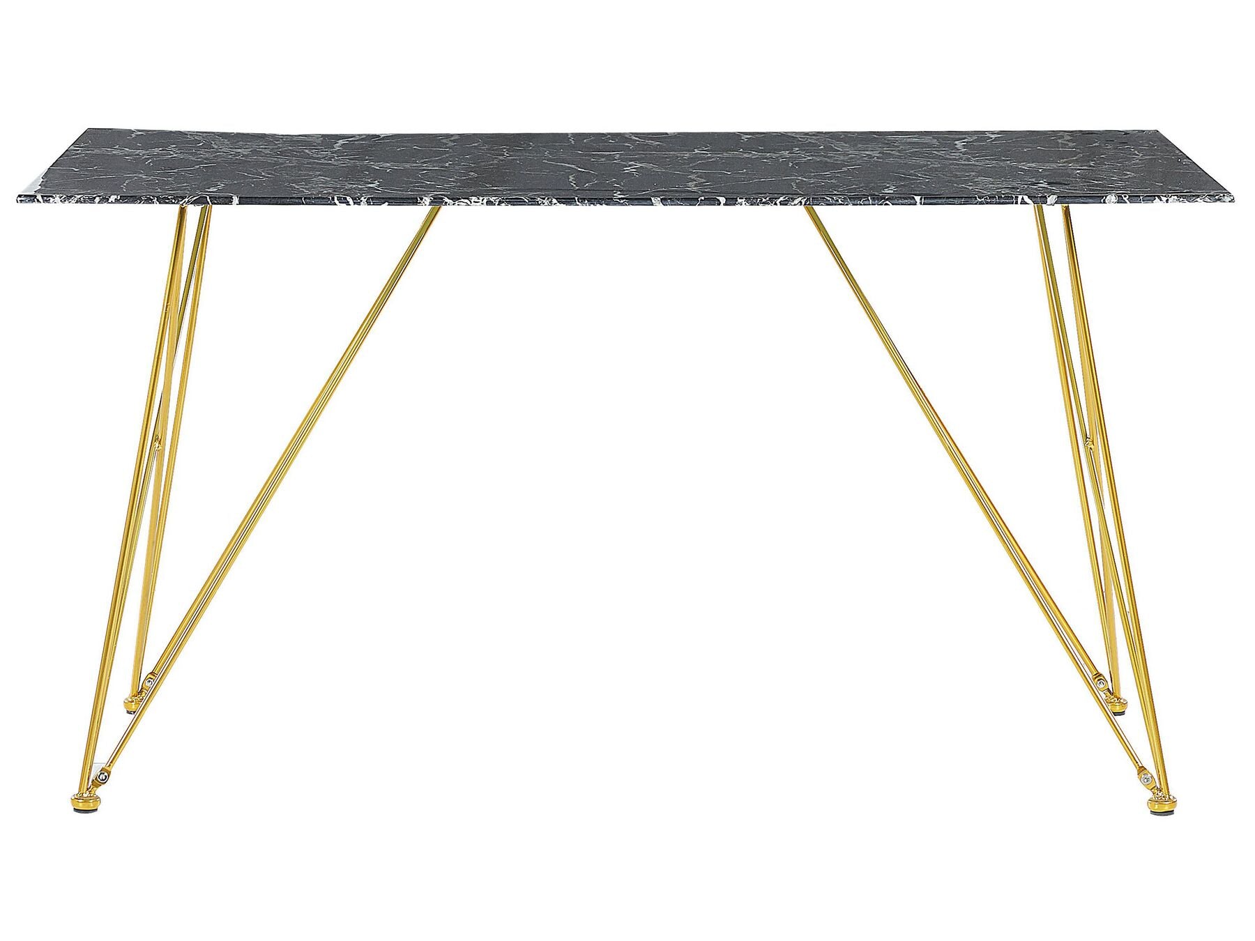 Dining Table KENTON Black Marble 140 cm 80 cm Tempered Glass