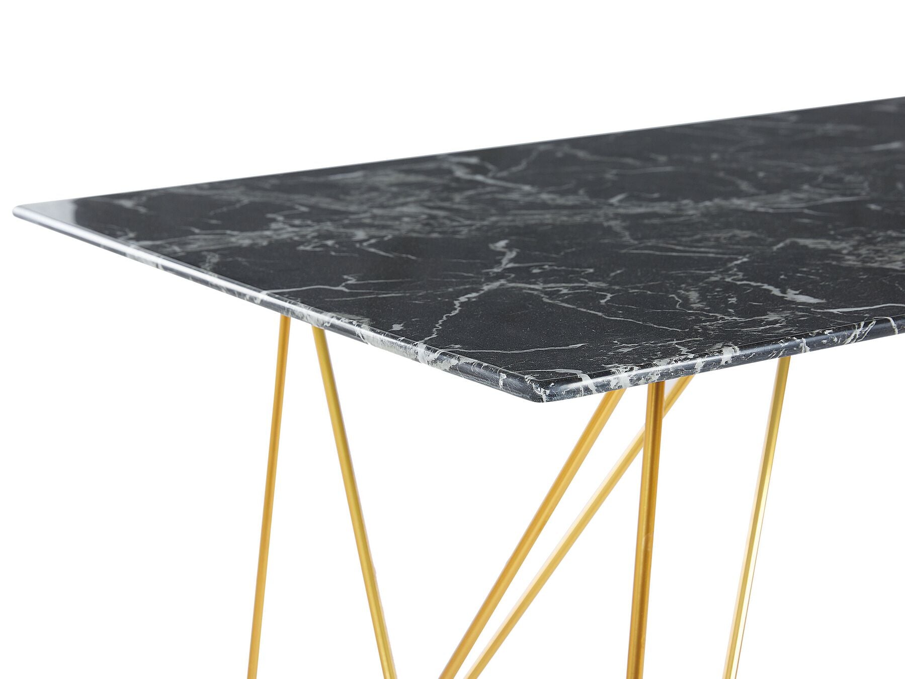 Dining Table KENTON Black Marble 140 cm 80 cm Tempered Glass