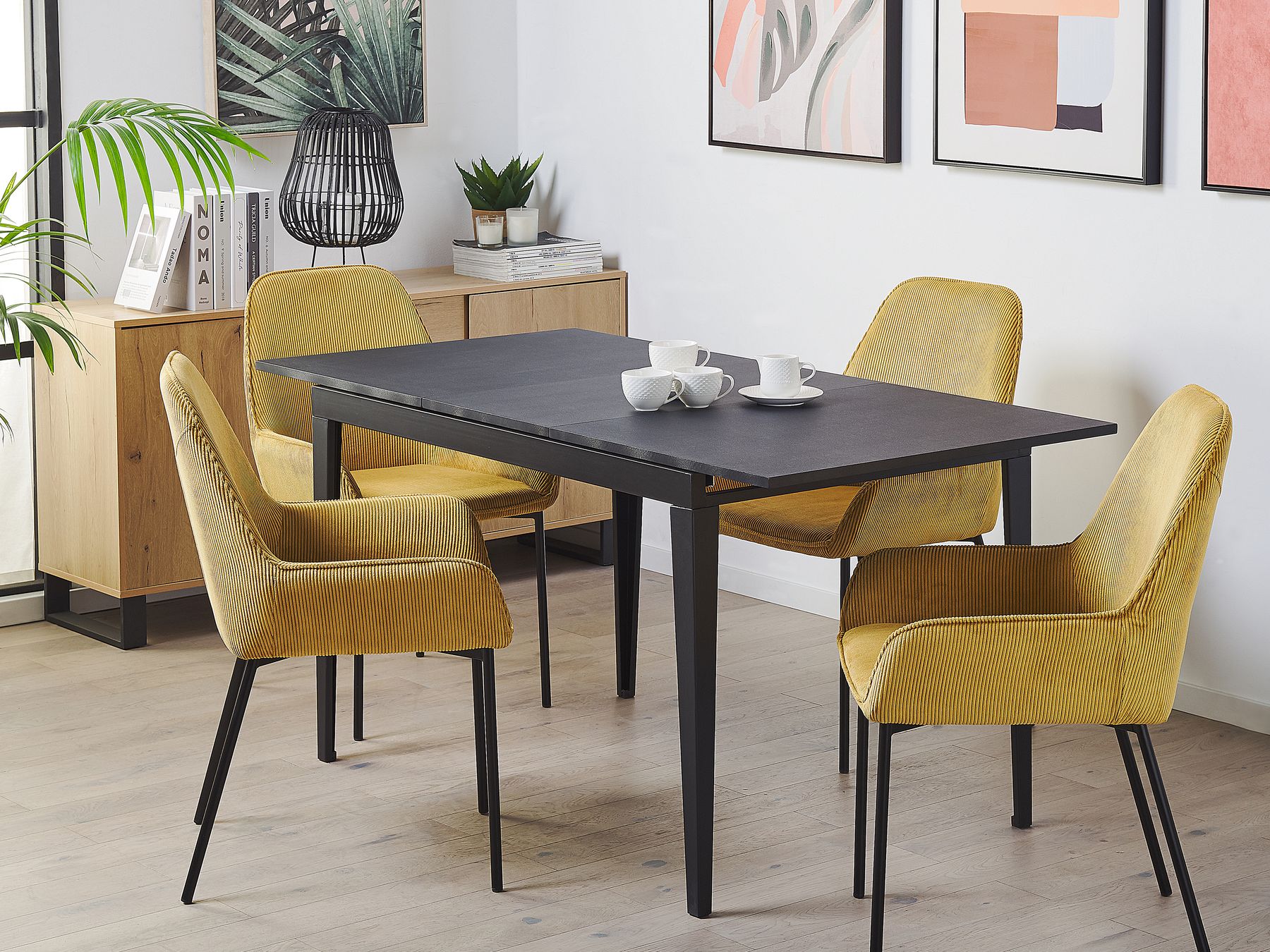 Extending Dining Table NORLEY Black 120/160 cm 80 cm