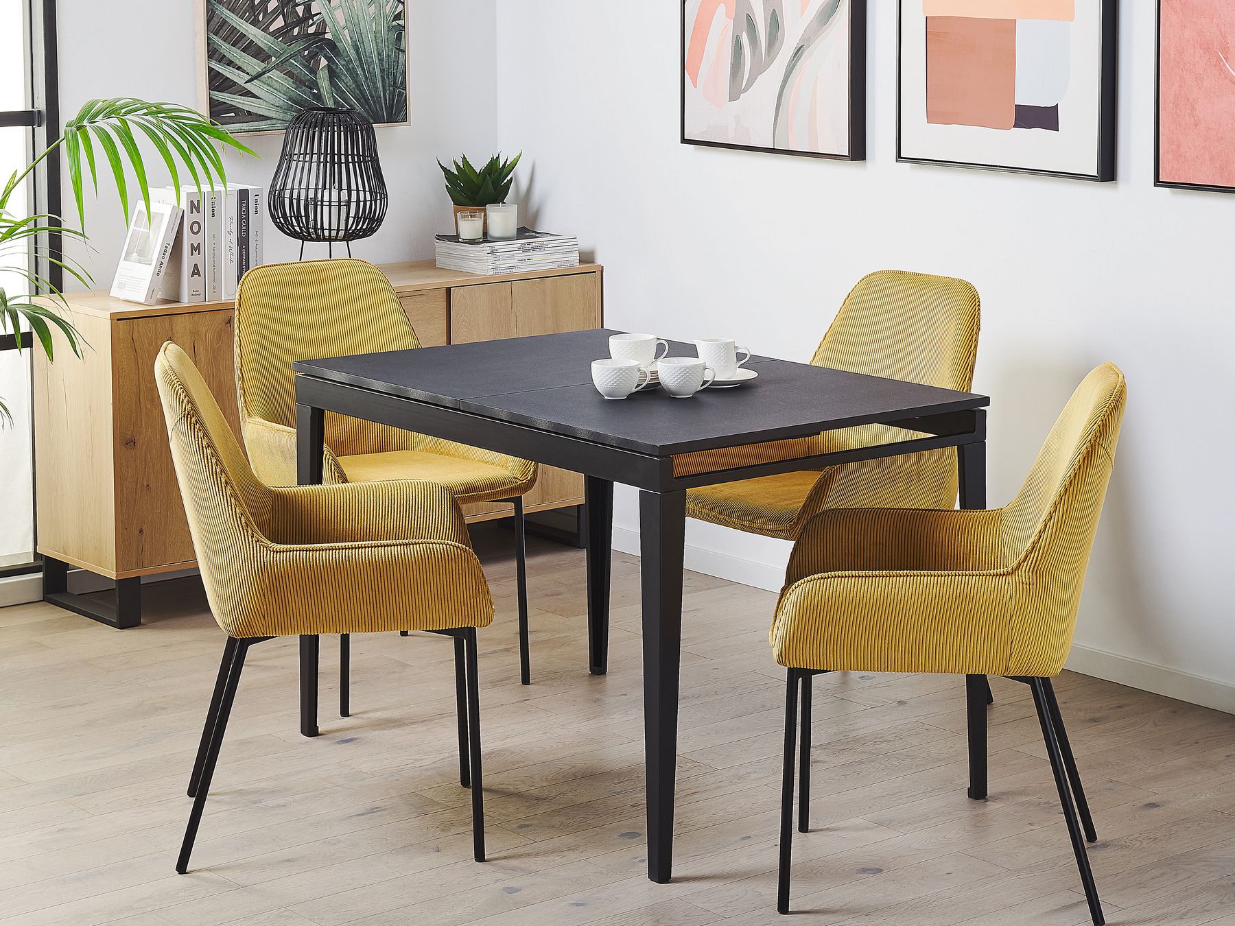 Extending Dining Table NORLEY Black 120/160 cm 80 cm