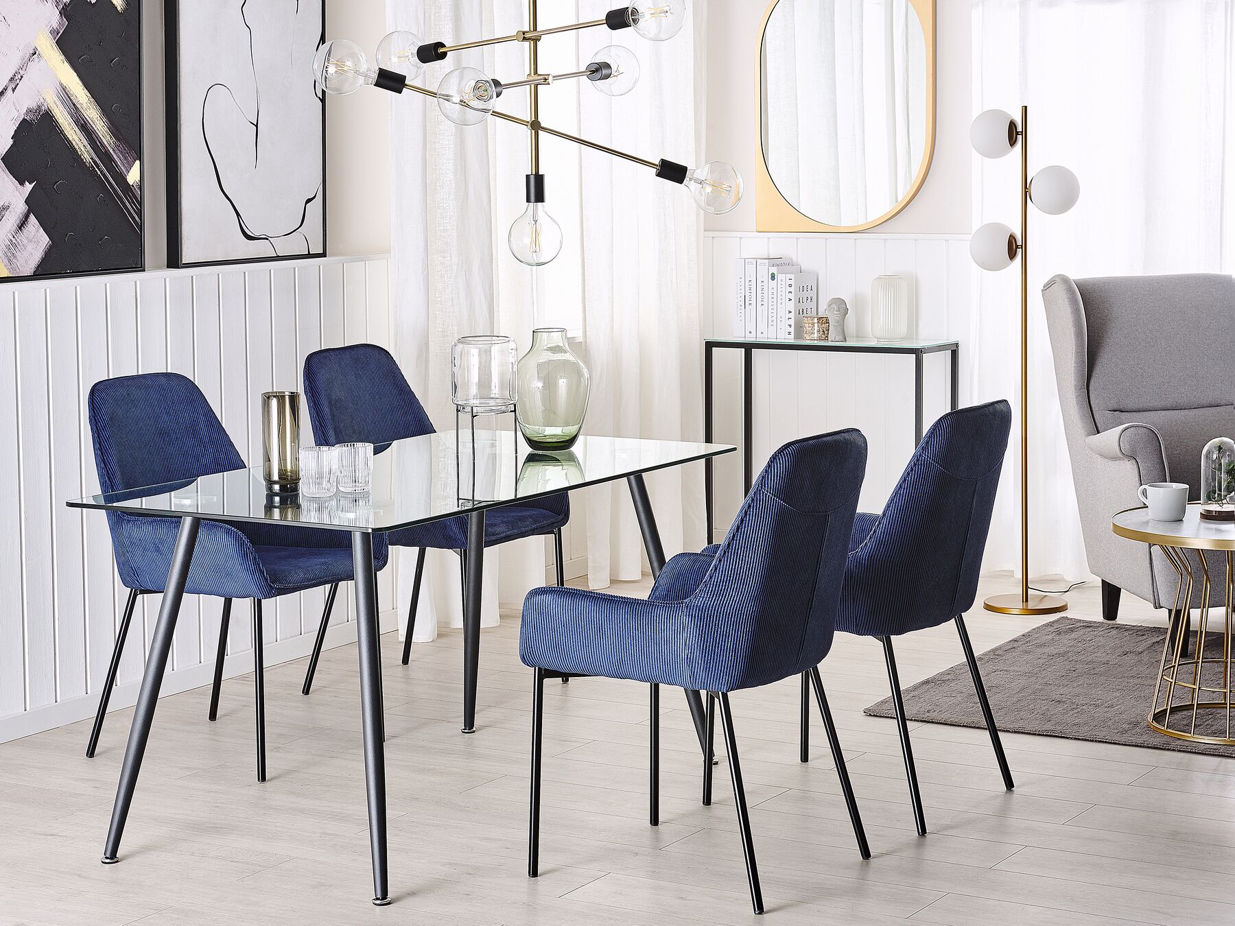 Dining Table MIDLAND Black 140 cm 80 cm Tempered Glass