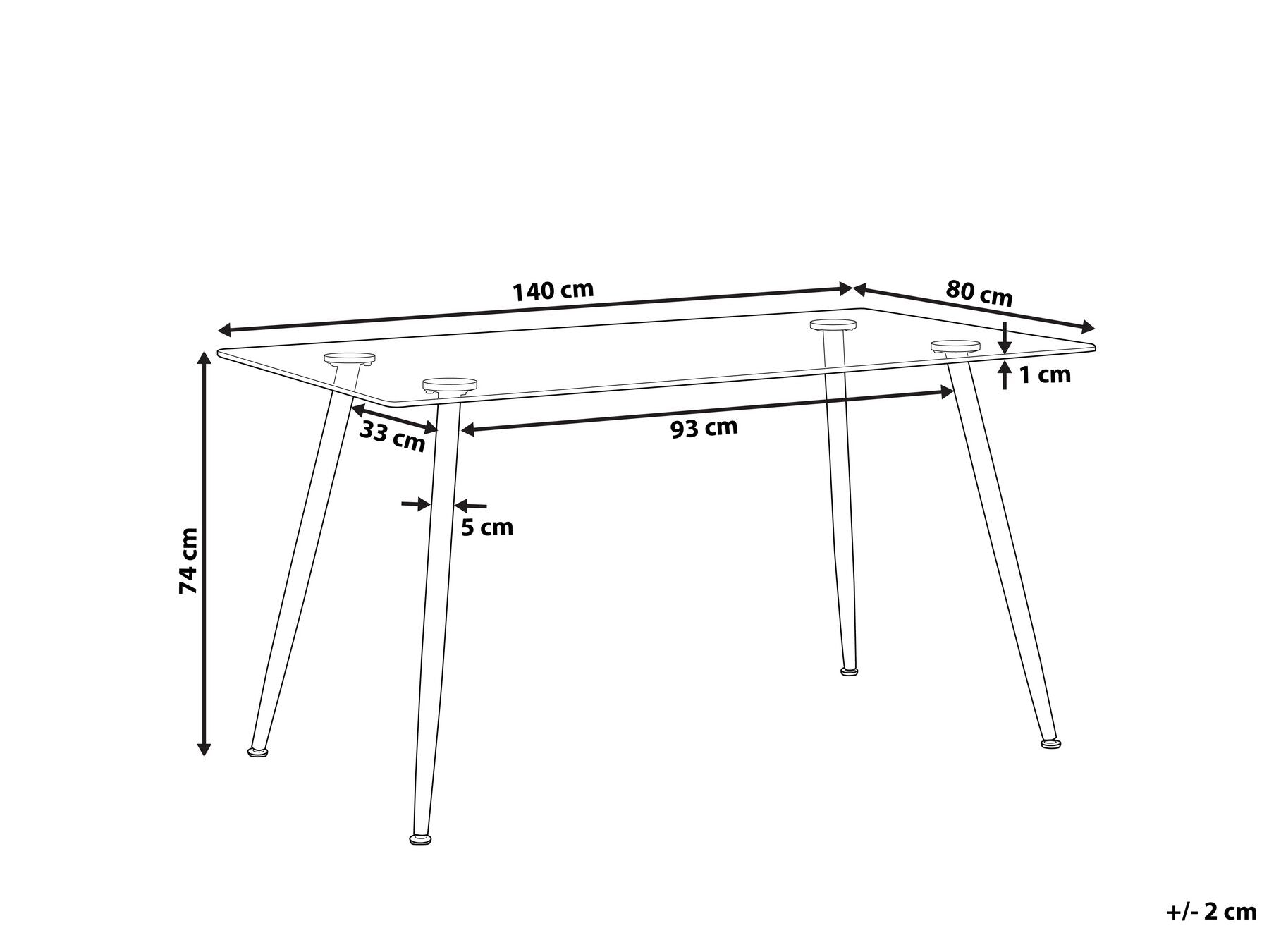 Dining Table MIDLAND Black 140 cm 80 cm Tempered Glass