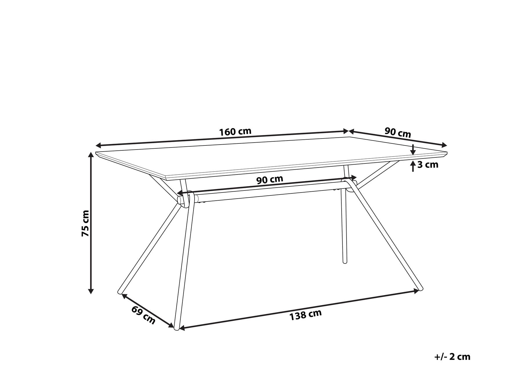 Dining Table AMSTERDAM Dark Brown 160 cm 90 cm