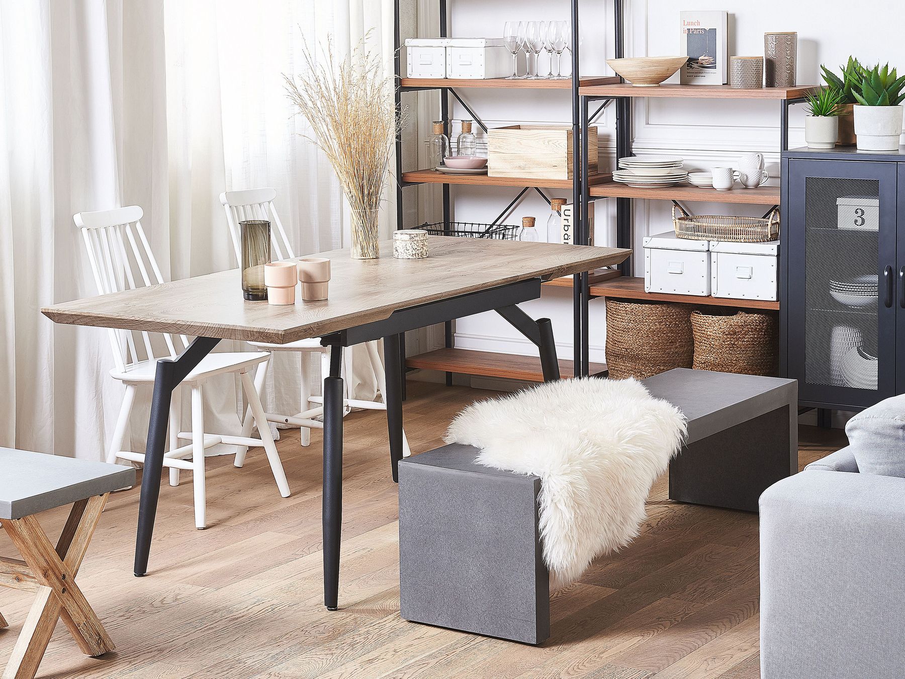 Extending Dining Table BARBOSA Dark Brown 140/180 cm 80 cm