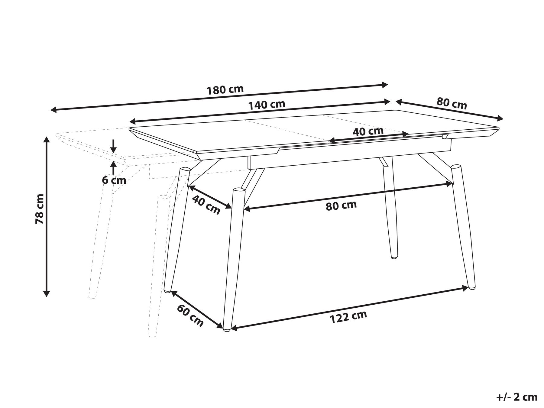 Extending Dining Table BARBOSA Dark Brown 140/180 cm 80 cm