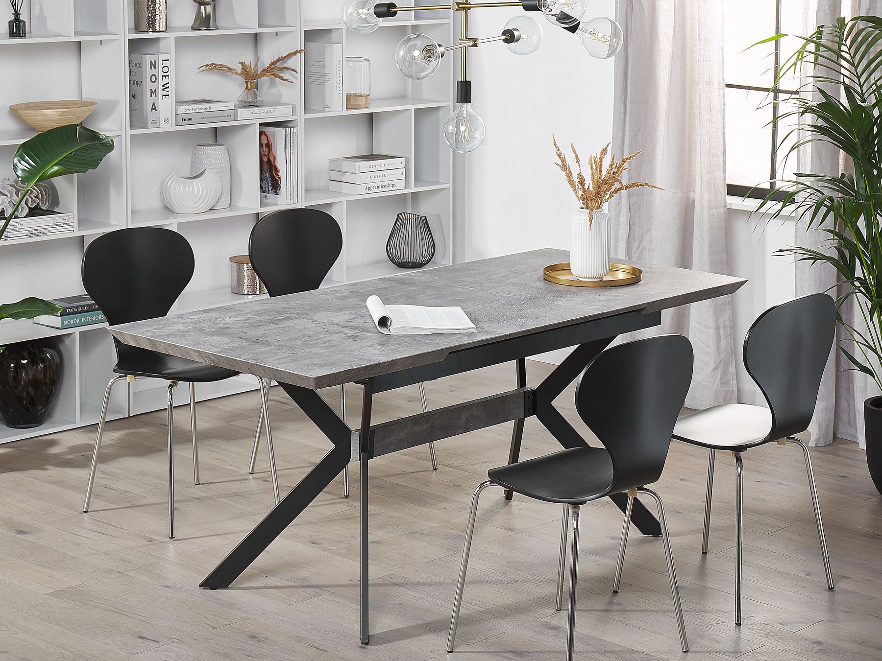 Extending Dining Table BENSON Light Grey 140/180 cm 80 cm