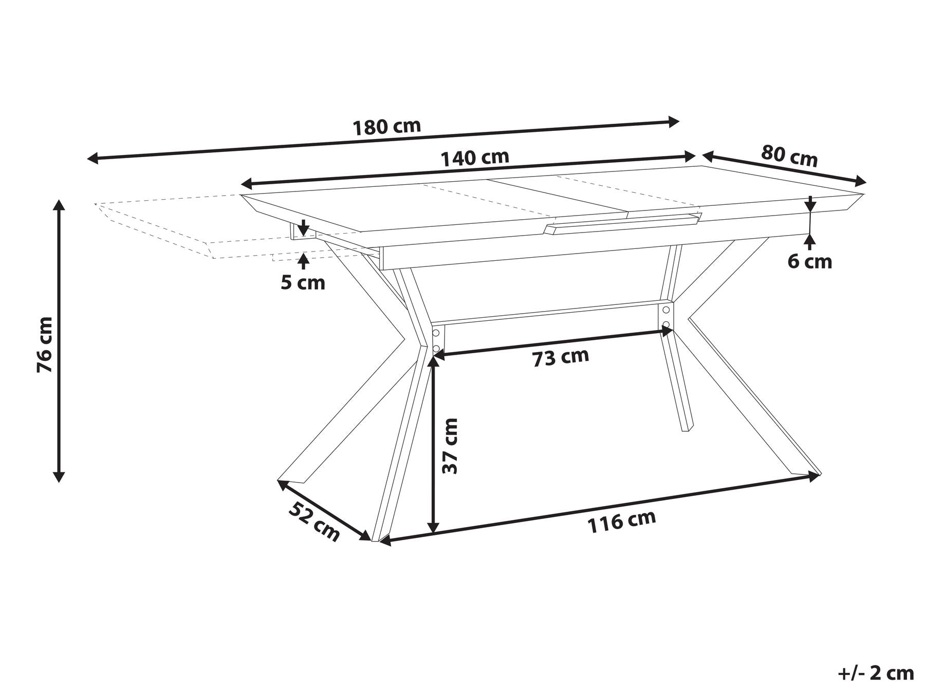 Extending Dining Table BENSON Light Grey 140/180 cm 80 cm