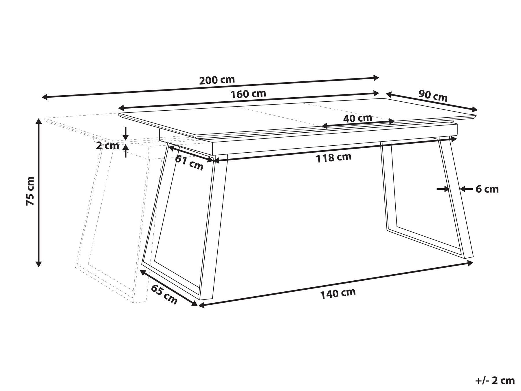 Extending Dining Table KALUNA White 160/200 cm 90 cm