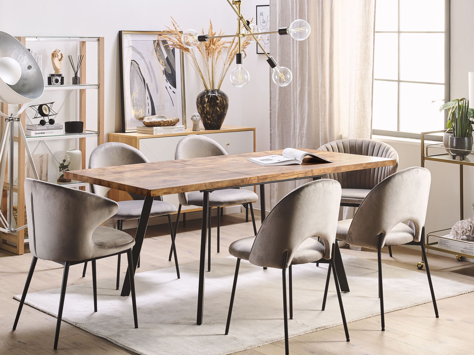 Extending Dining Table HARLOW Dark Brown 140/180 cm 90 cm