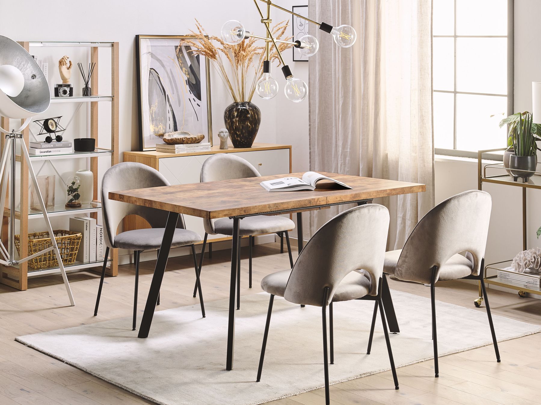 Extending Dining Table HARLOW Dark Brown 140/180 cm 90 cm