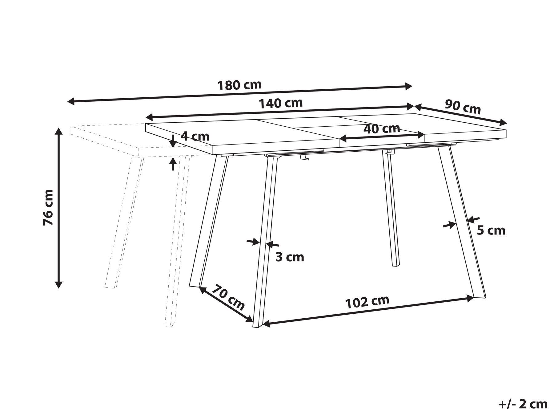 Extending Dining Table HARLOW Dark Brown 140/180 cm 90 cm