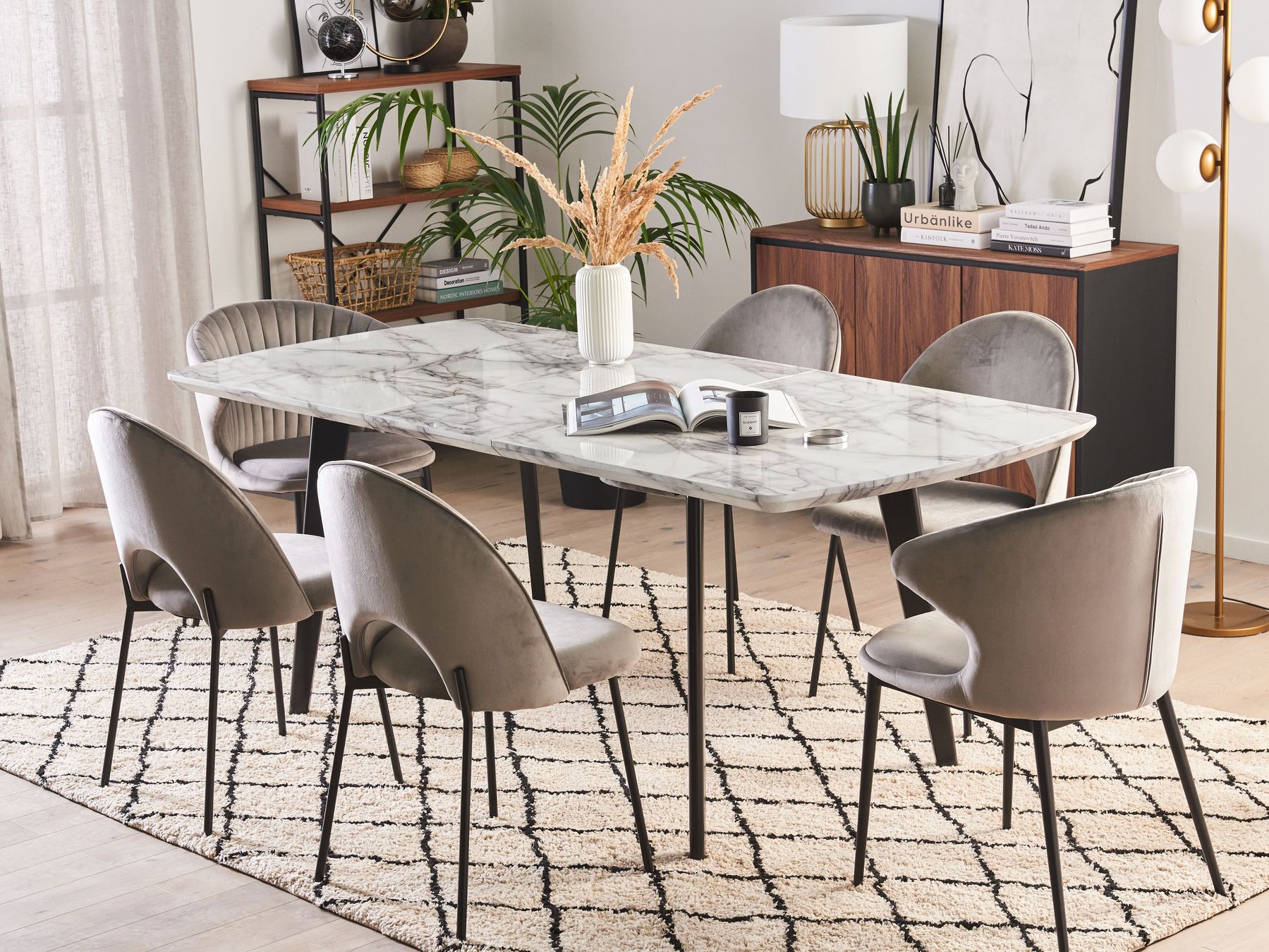 Extending Dining Table MOSBY Black/ White 160/200 cm 90 cm