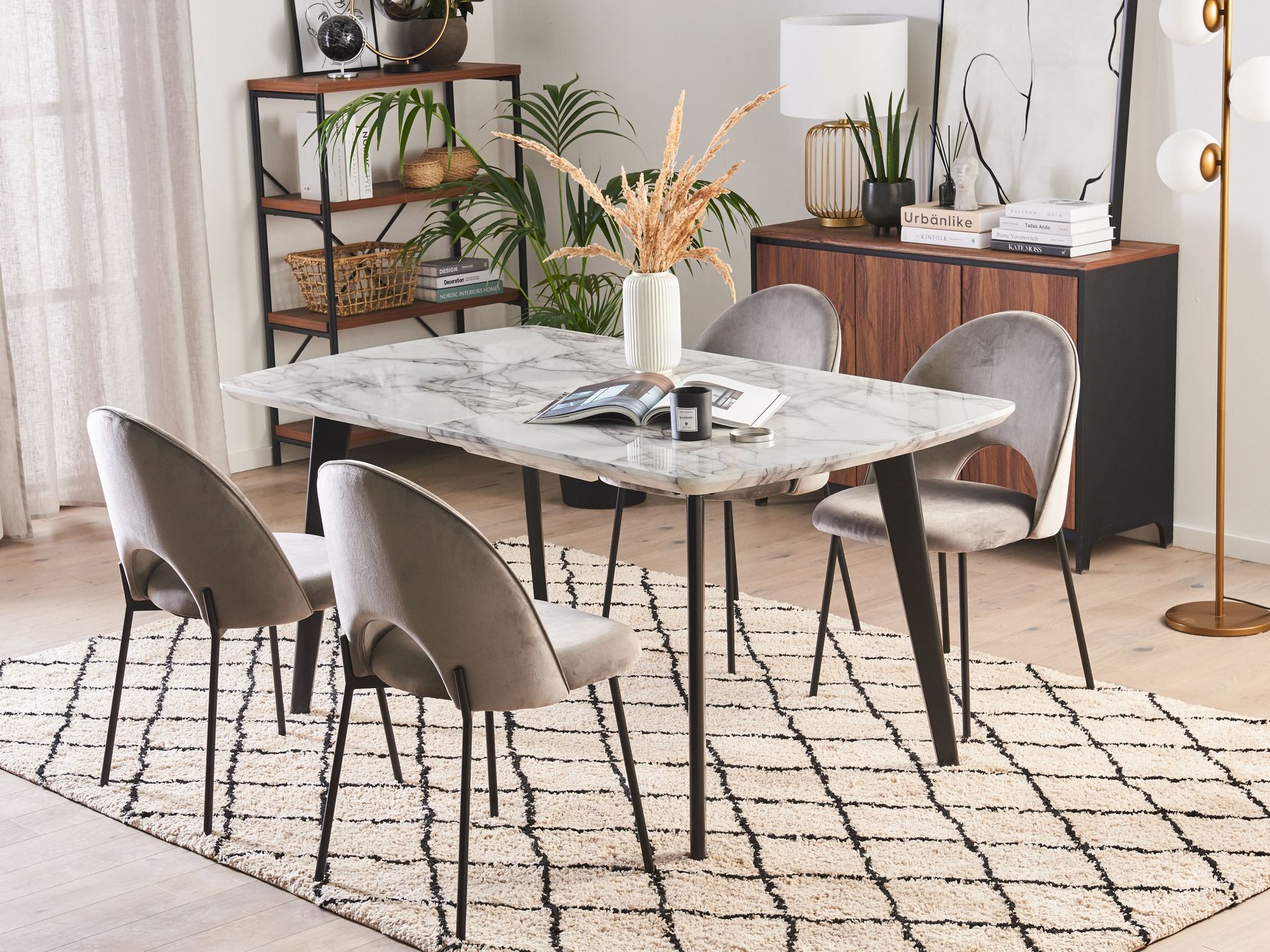 Extending Dining Table MOSBY Black/ White 160/200 cm 90 cm