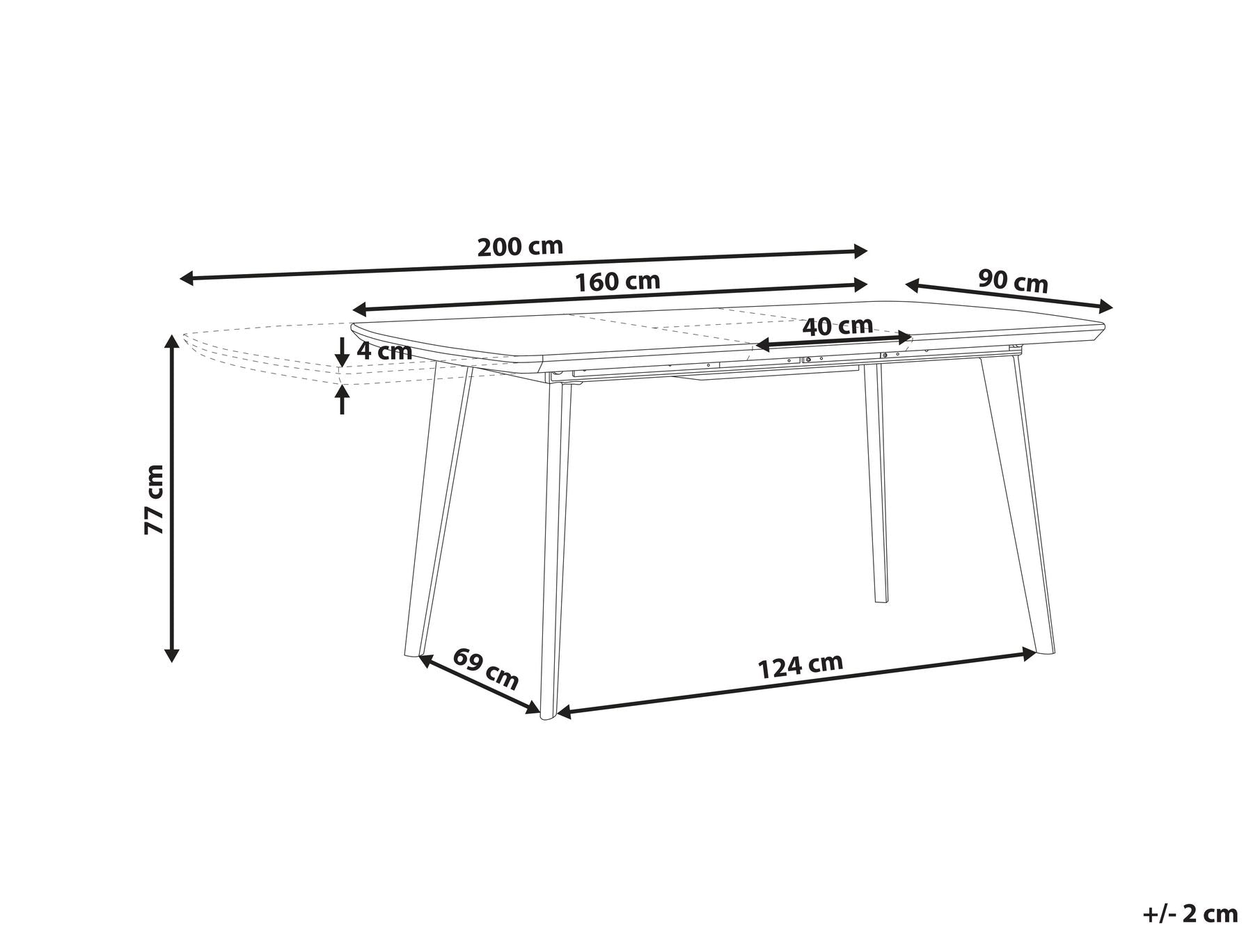 Extending Dining Table MOSBY White/ Gold 160/200 cm 90 cm