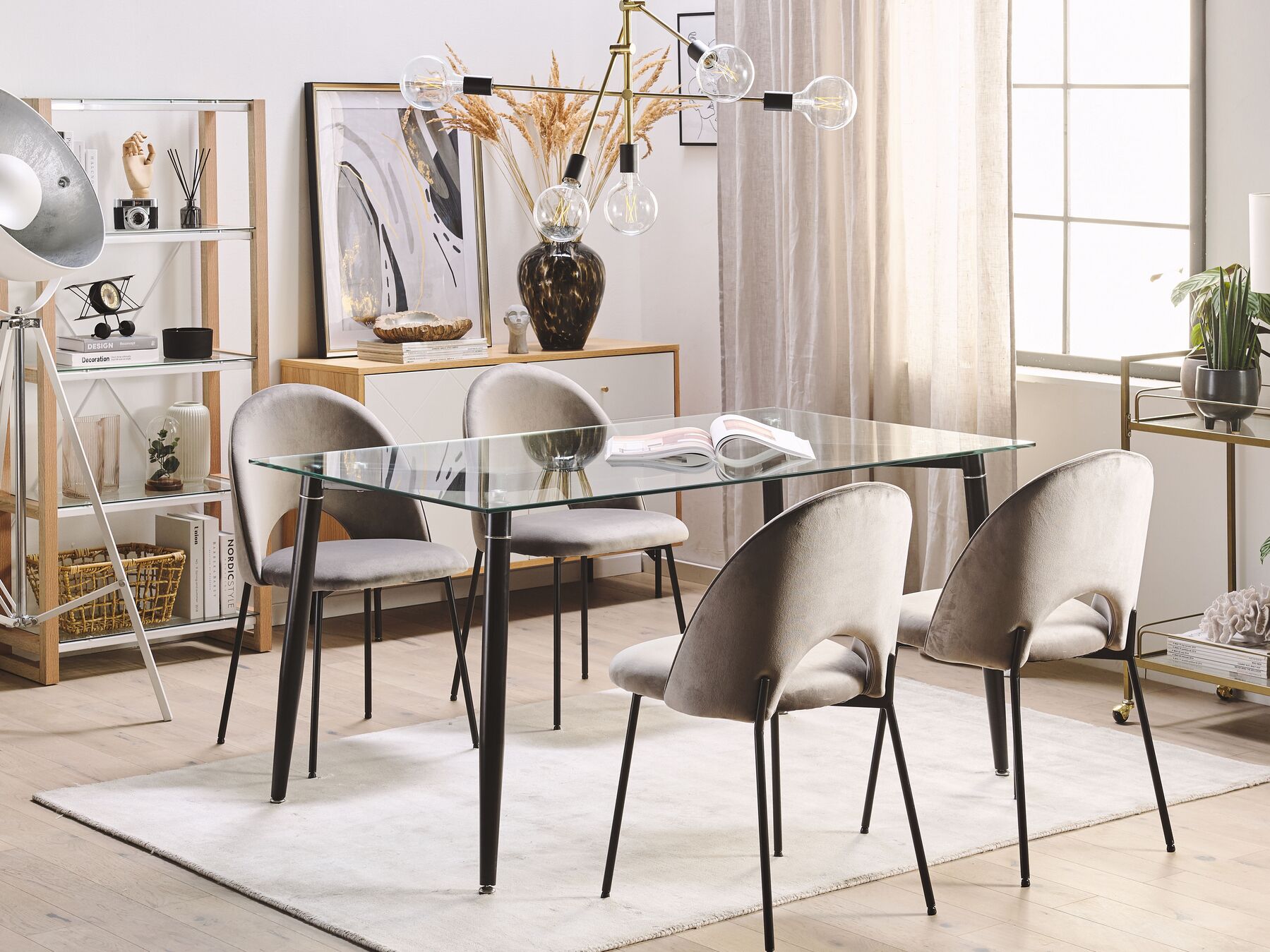 Dining Table TOTHAM Black 150 cm 90 cm Tempered Glass