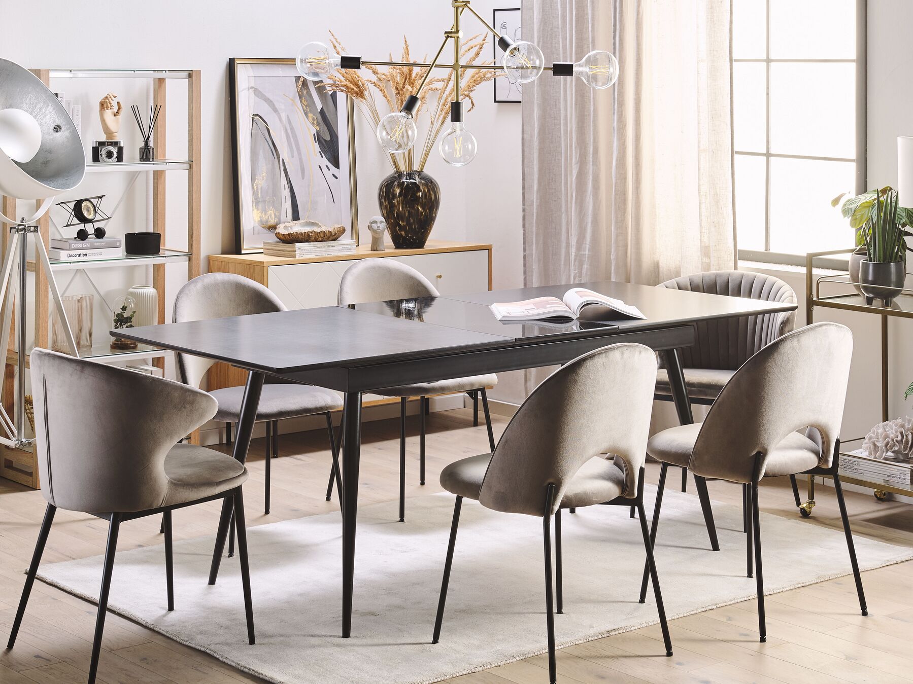 Extending Dining Table MALDON Black 160/200 cm 90 cm