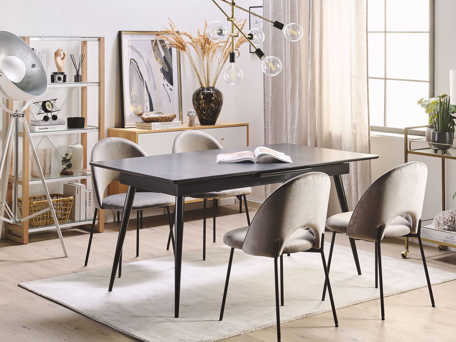 Extending Dining Table MALDON Black 160/200 cm 90 cm