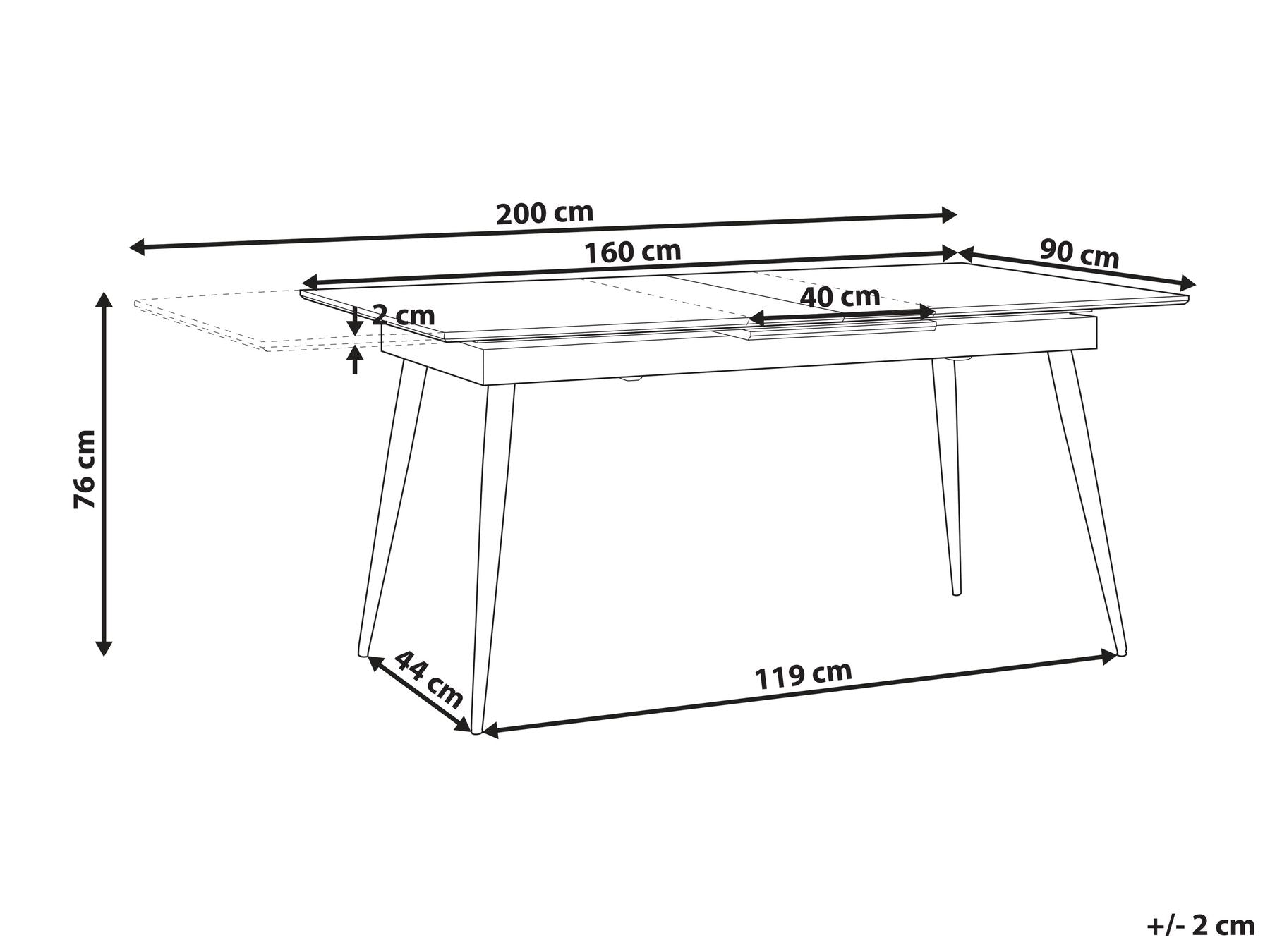 Extending Dining Table MALDON Black 160/200 cm 90 cm