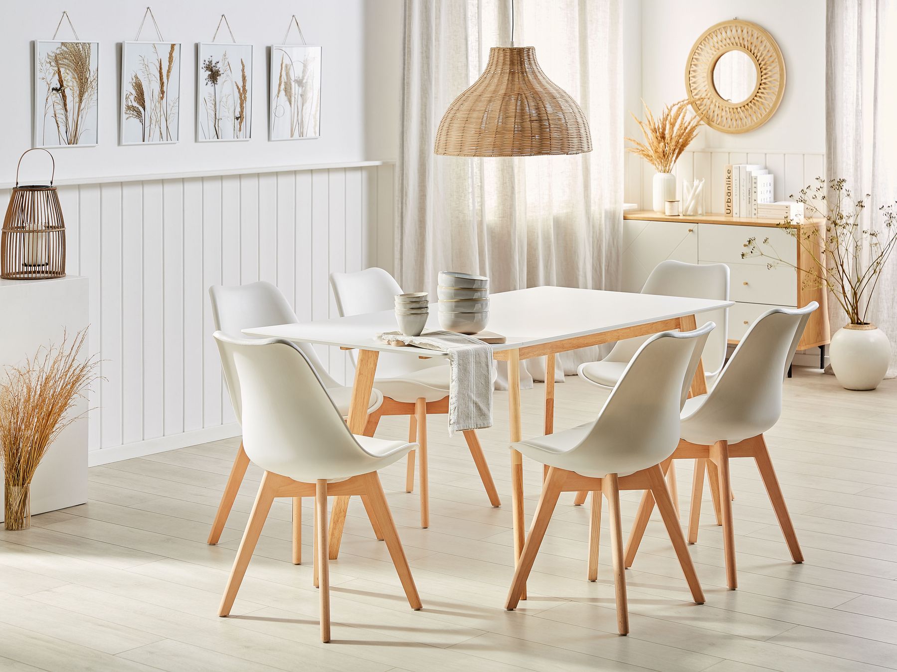 Extending Dining Table MEDIO White 120/155 cm 80 cm