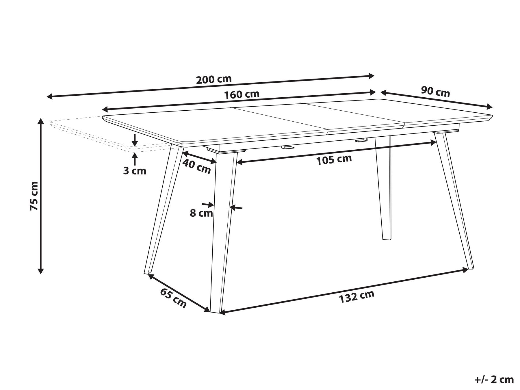 Extending Dining Table IRVINGTON Black 160/200 cm 90 cm