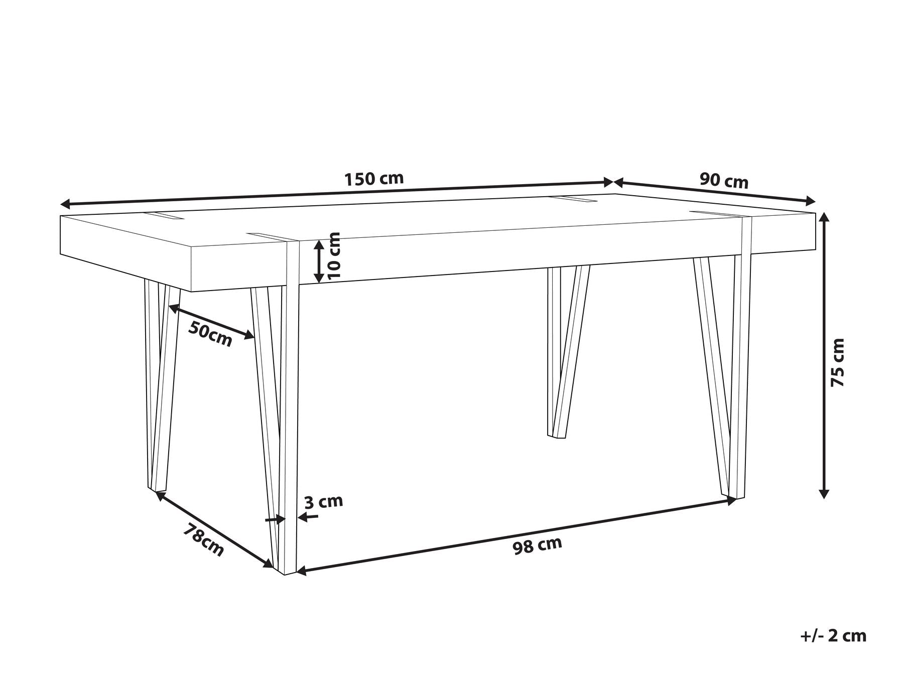 Dining Table ADENA Light Brown 150 cm 90 cm