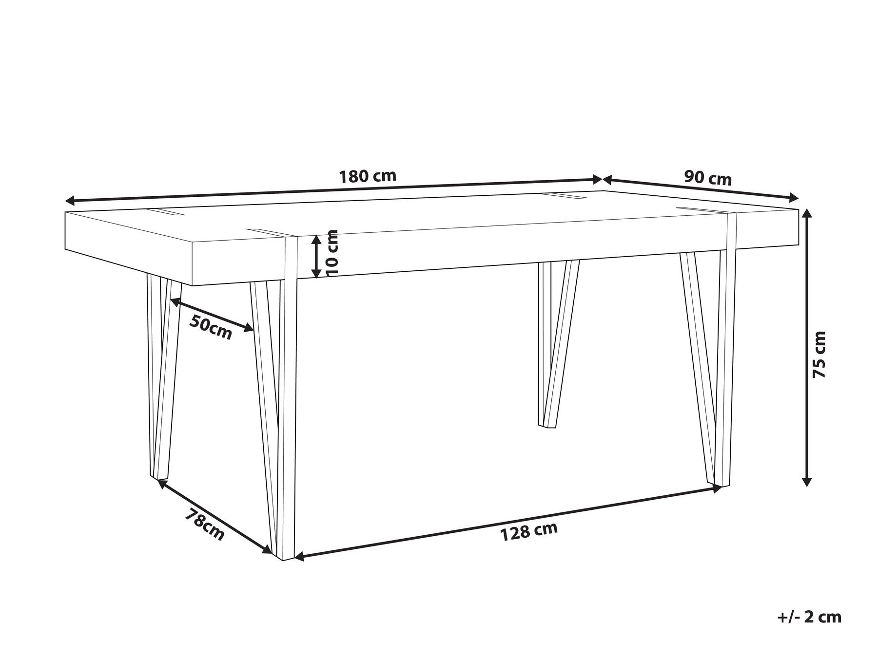 Dining Table ADENA Light Brown 180 cm 90 cm