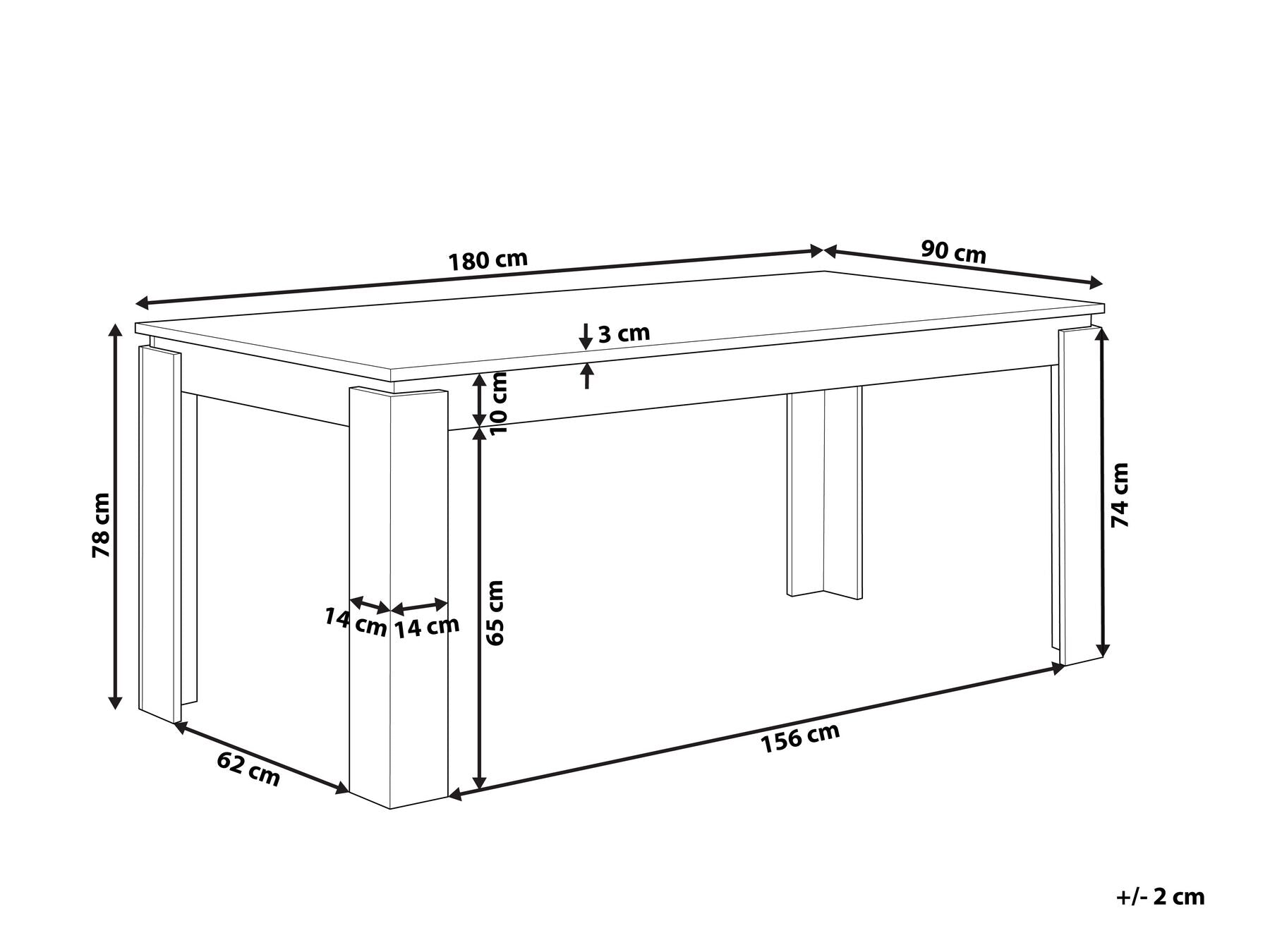 Dining Table VITON Dark Brown 180 cm 90 cm
