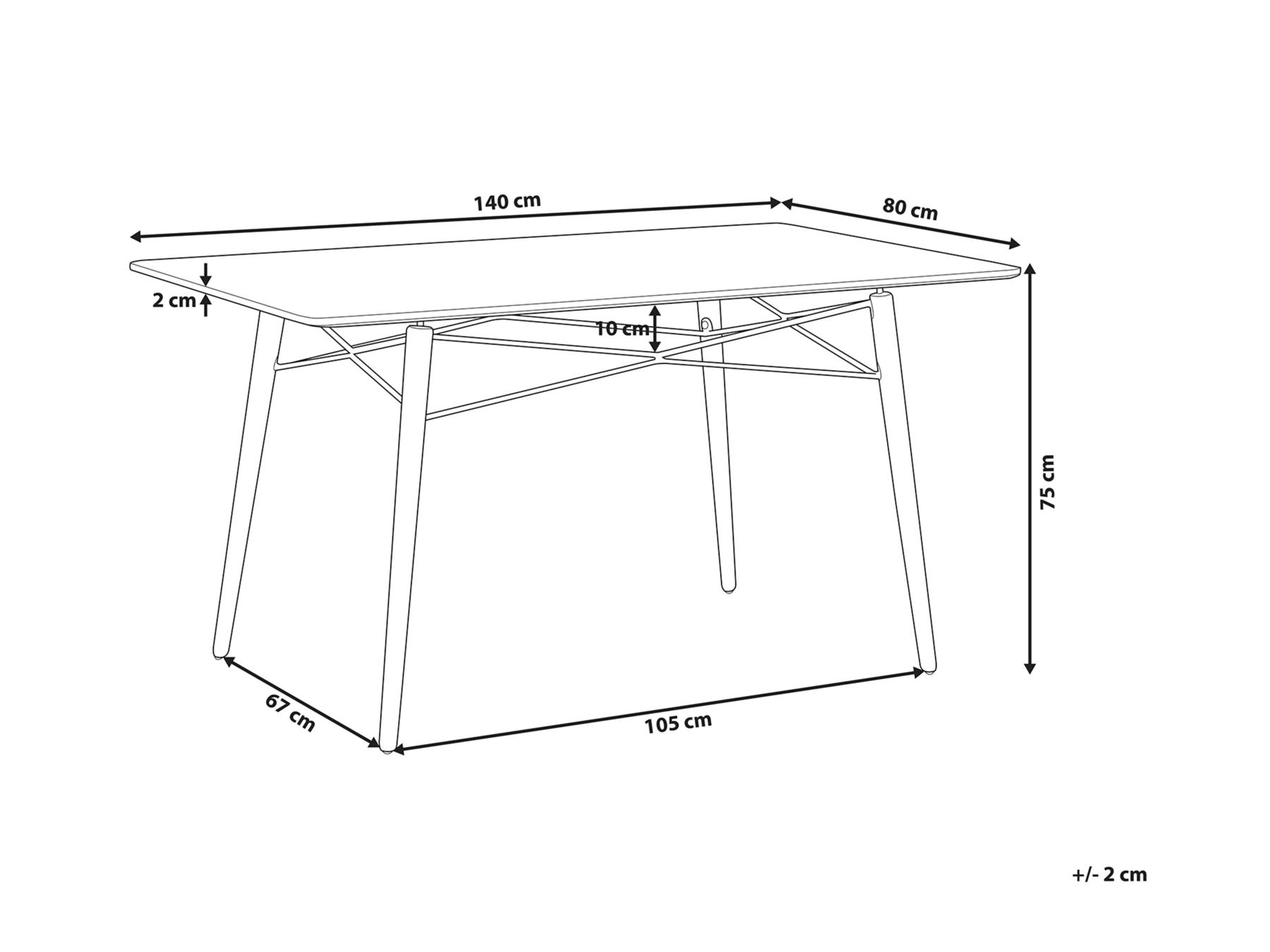 Dining Table BIONDI Black 140 cm 80 cm