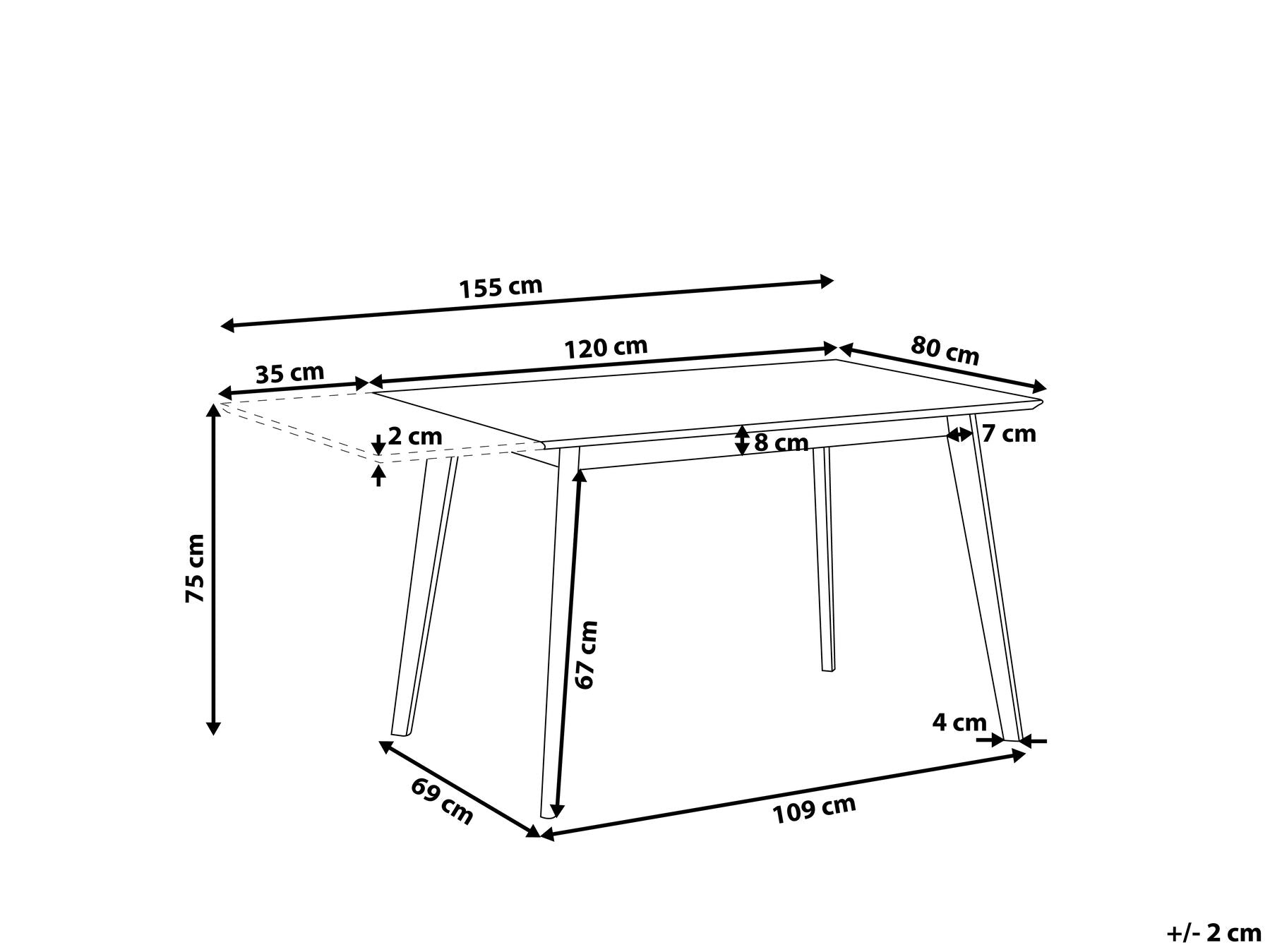 Extending Dining Table MEDIO White 120/155 cm 80 cm