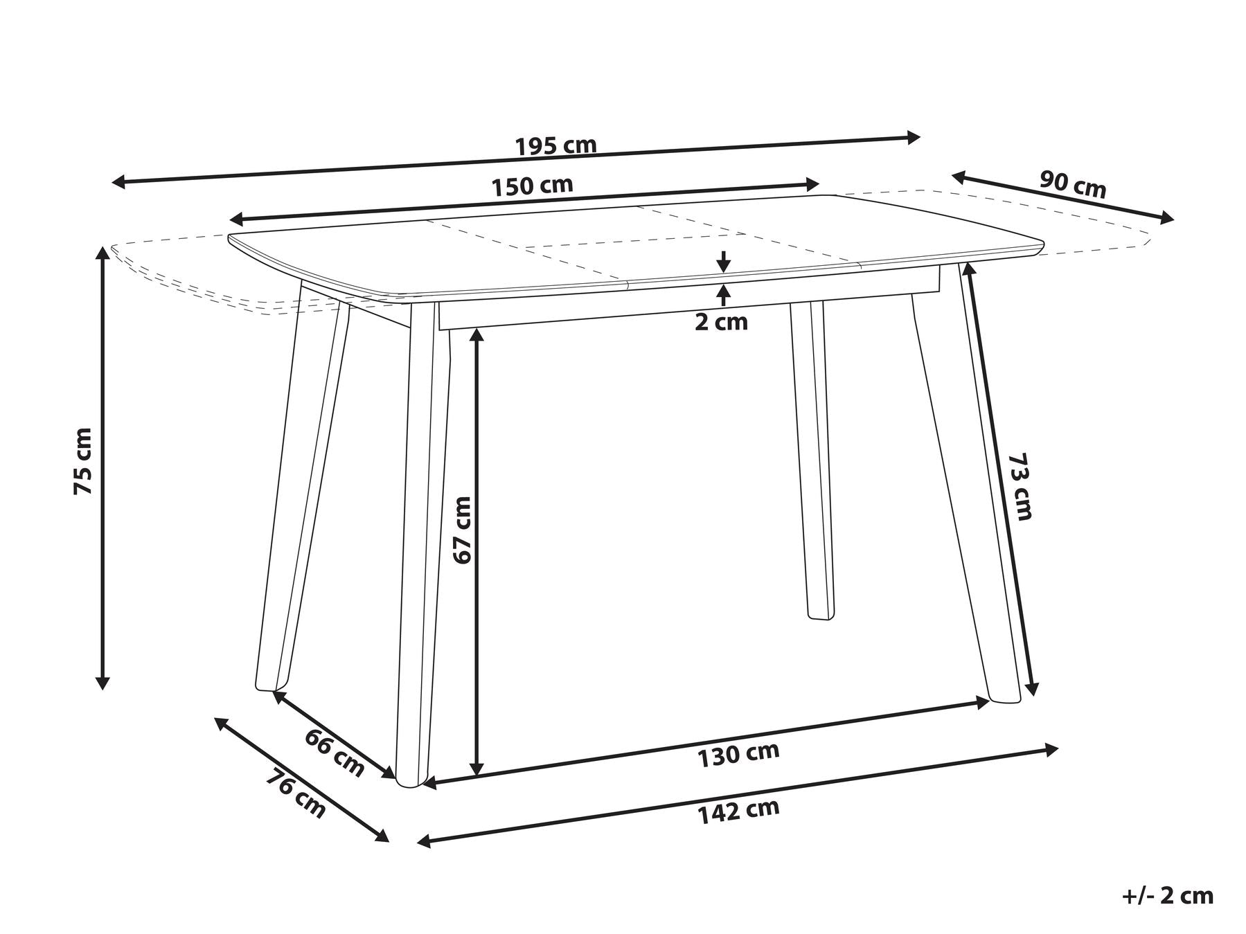 Extending Dining Table SANFORD White 150/195 cm 90 cm