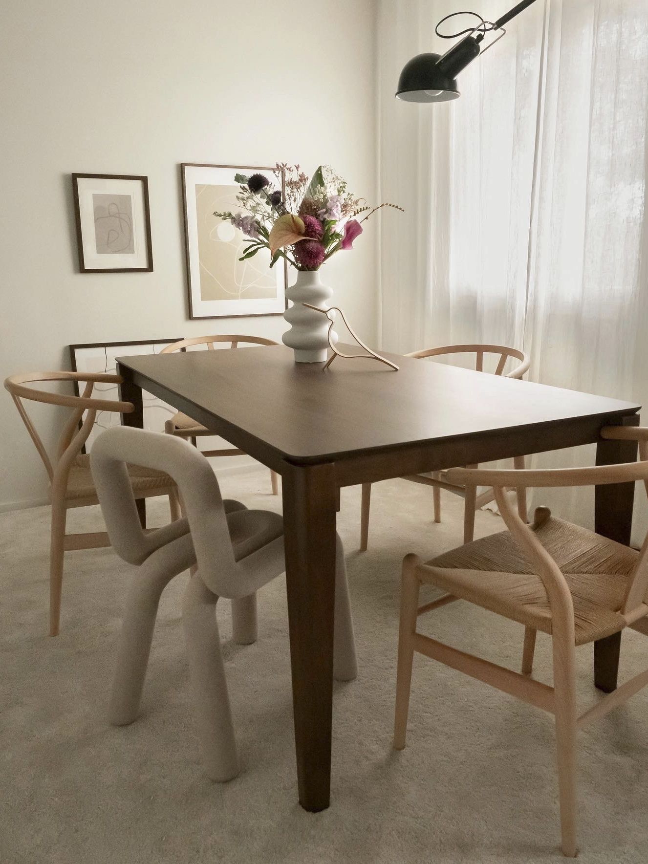 Dining Table LOTTIE Dark Walnut 160 cm 90 cm